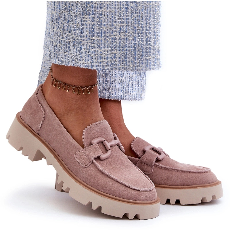 Mokasyny Damskie Zamszowe Z Ozdobą D&a TW117 Różowe 39