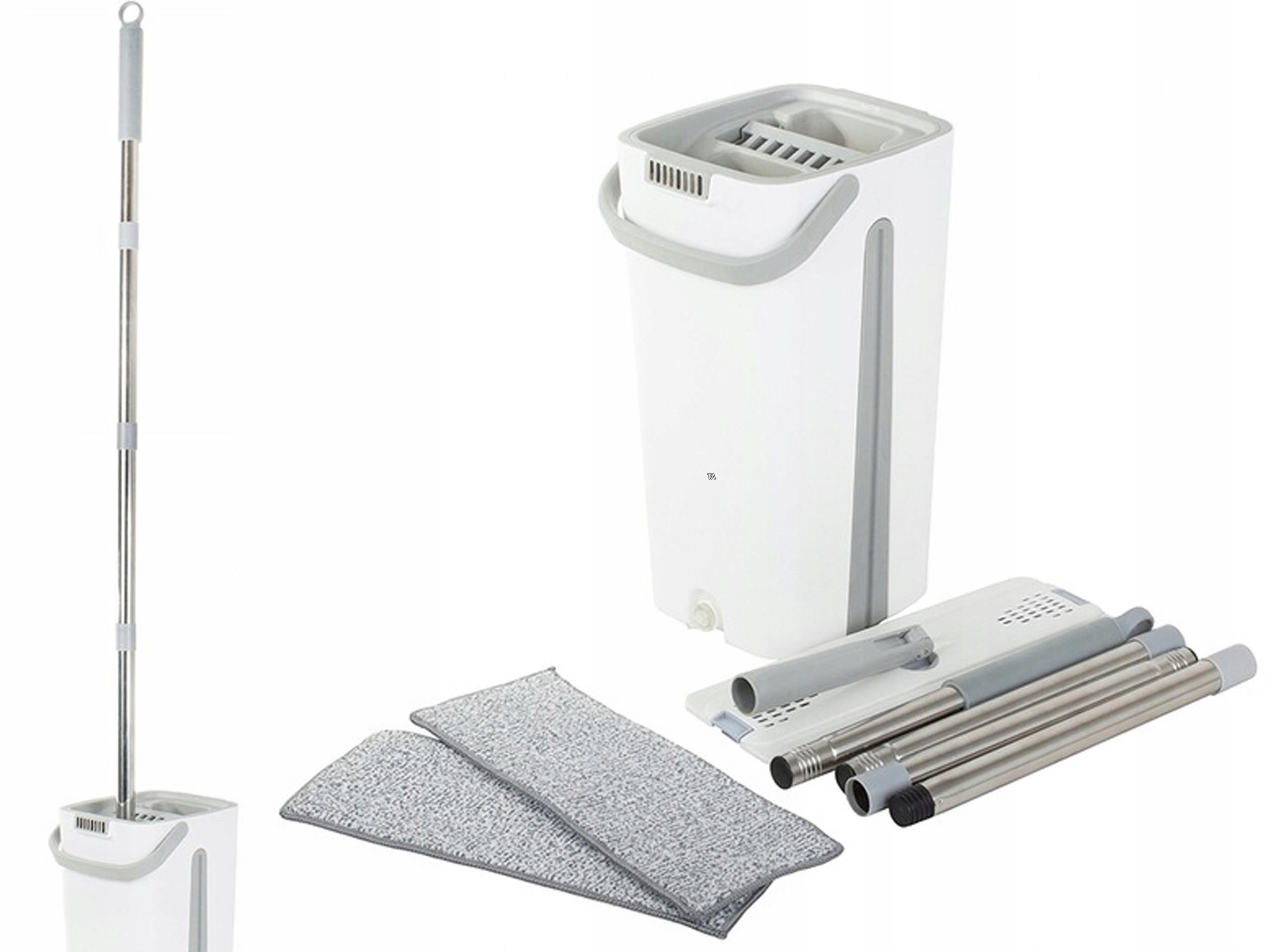 Levně Plochý rotační mop Dvoukomorový odšťavňovač Kbelík 2 nástavce