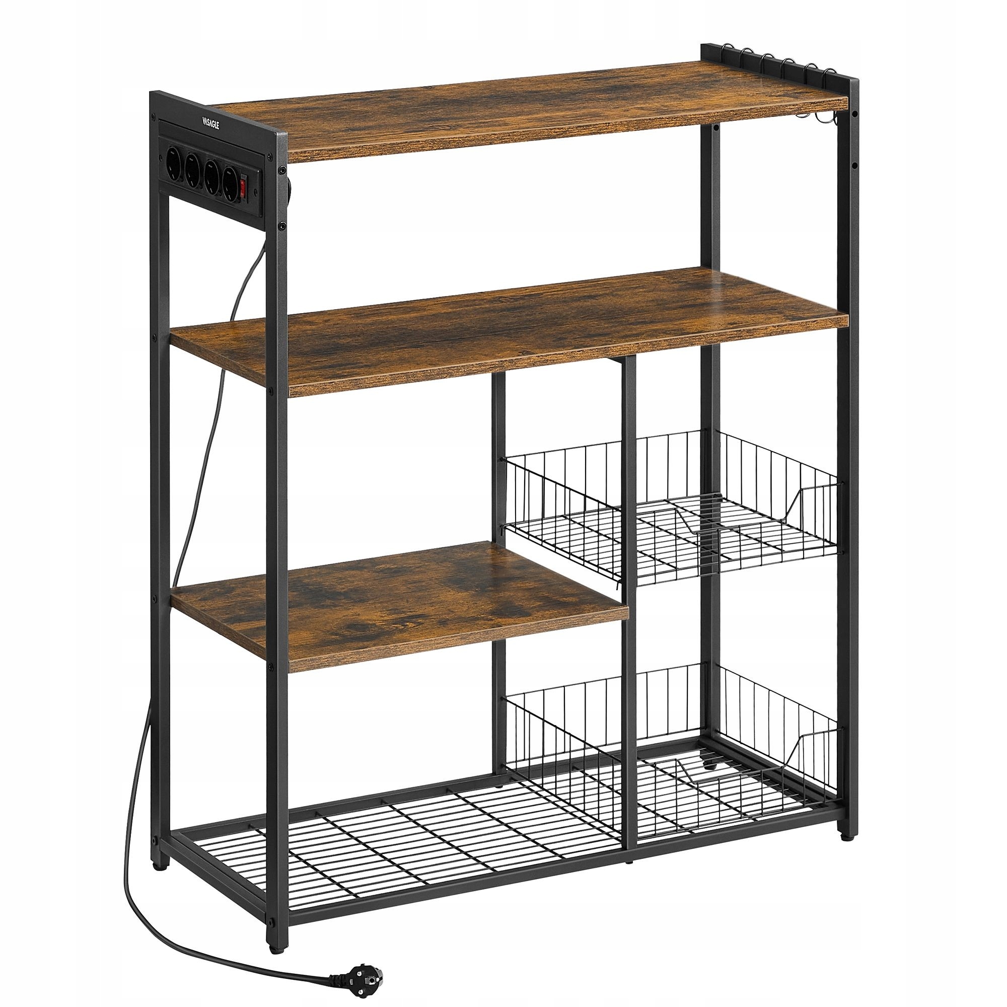 Funkčná malá kuchynská skrinka s napájacou lištou a 2 kovovými košmi loft