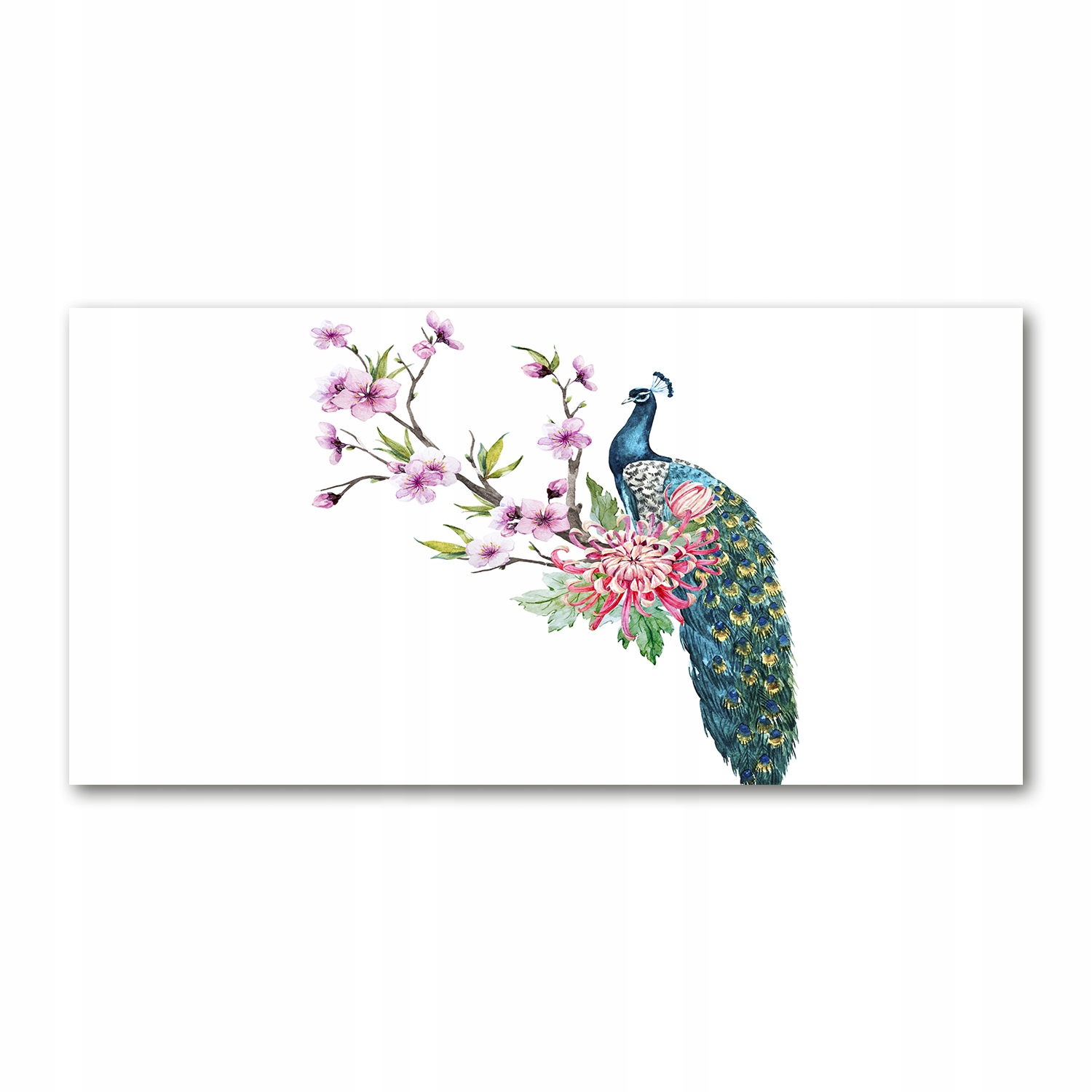 

Foto obraz akrylowy Paw i kwiaty zdjęcie 140x70 cm