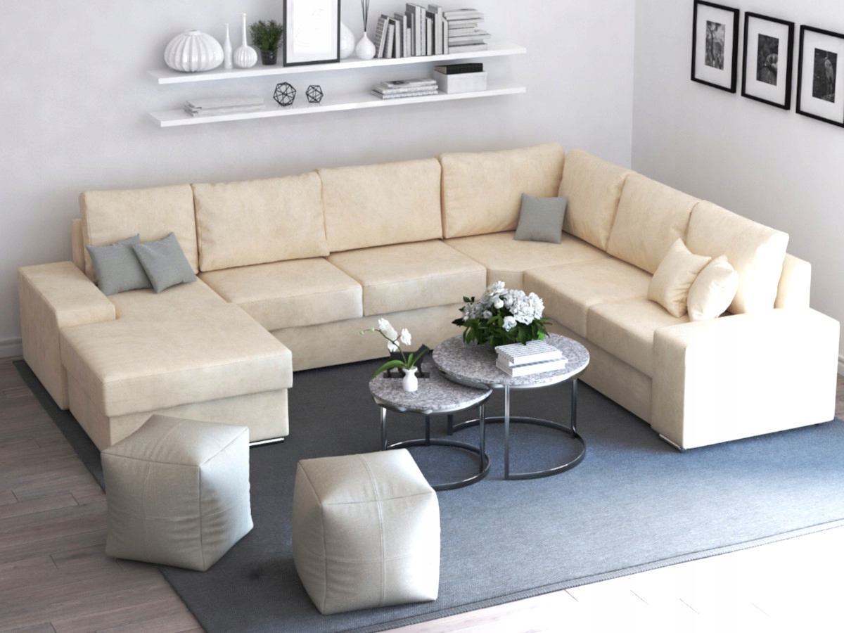 Velký Rohová Sedací Souprava Tvar U Polštáře 350x275x175 Rohová pohovka Oxford O-sofa