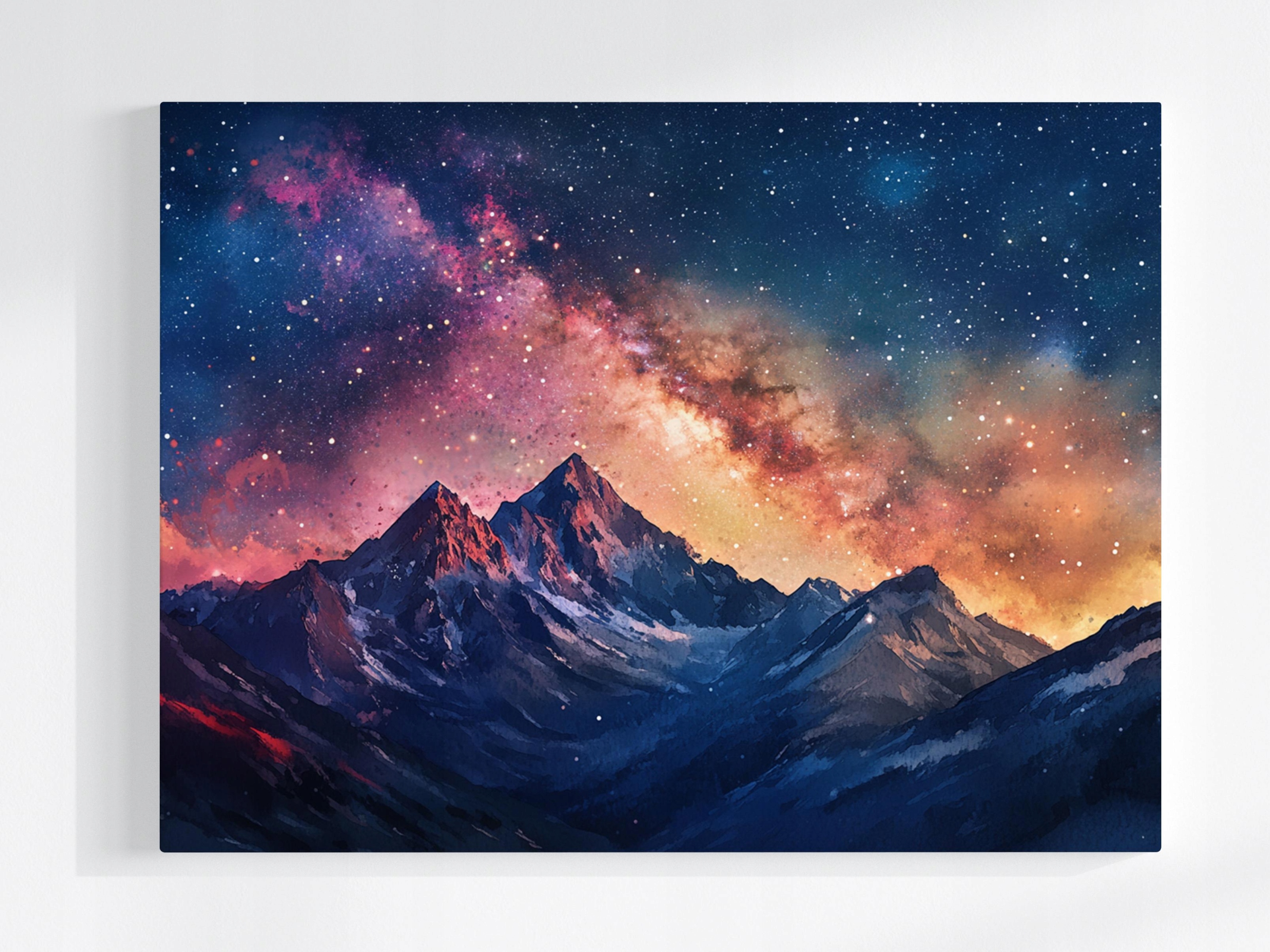 Obraz Na Plátně Canvas Pohled Na Krajinu Hory Vrcholky Nebe Hvězdy Noc 80x60