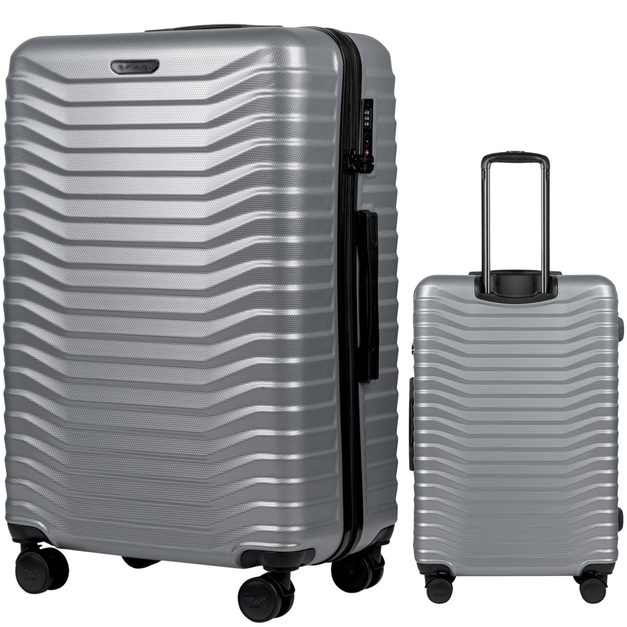 Cestovní kufr Wings velký stříbrný Polycarbon 4 kolečka šifrovaný zámek Tsa