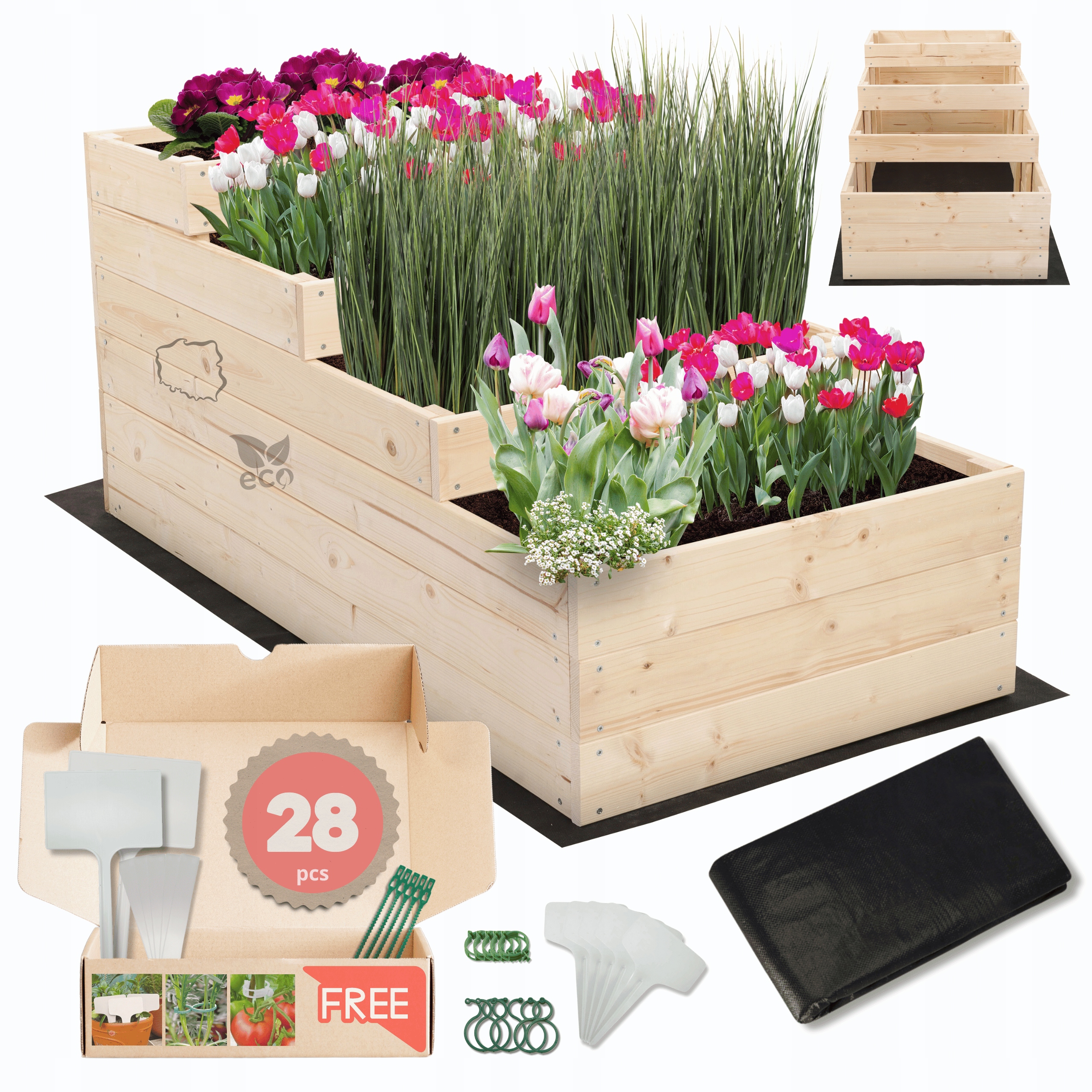 Vyvýšený záhon zeleninový záhon dřevěná kaskádová impregnace 54x60x120 eko