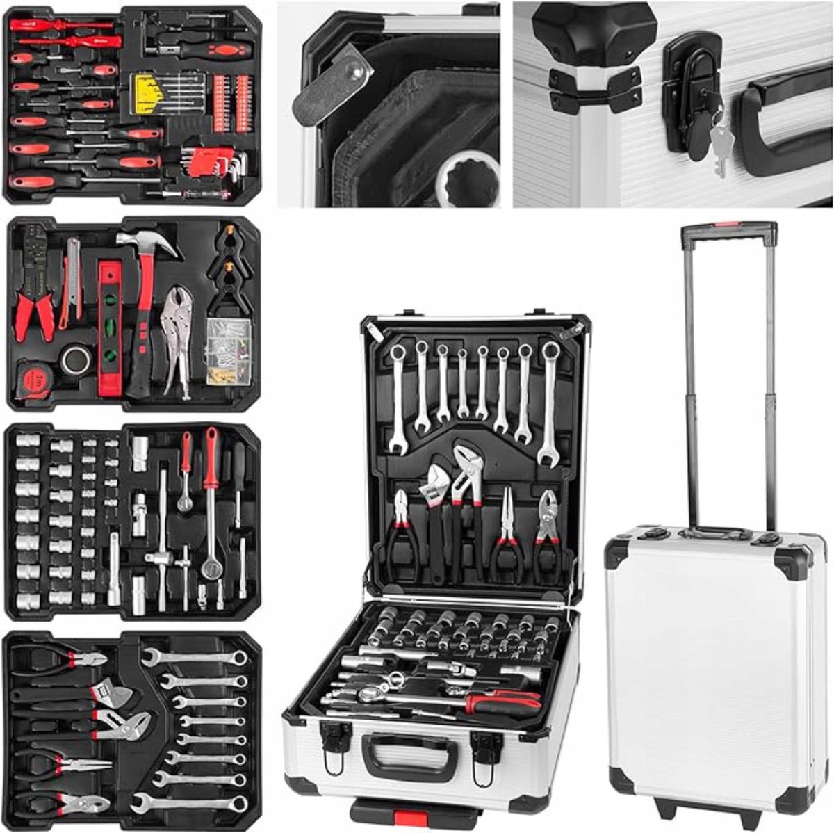 DUŻY ZESTAW NARZĘDZI KLUCZY 263 EL WALIZKA NARZĘDZIOWA KLUCZE I ELEMENTY