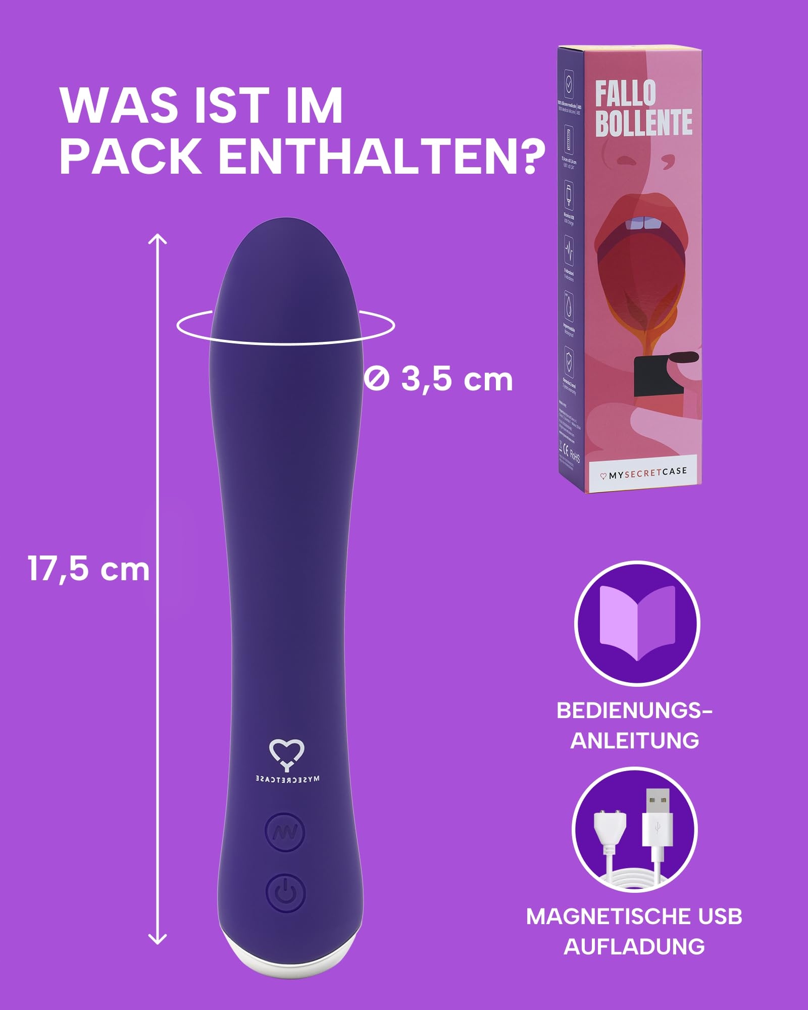 MYSECRETCASE Wibrator Dla Kobiet Podgrzewany Dildo 9 Trybów USB Wodoodporny — miniatura 5