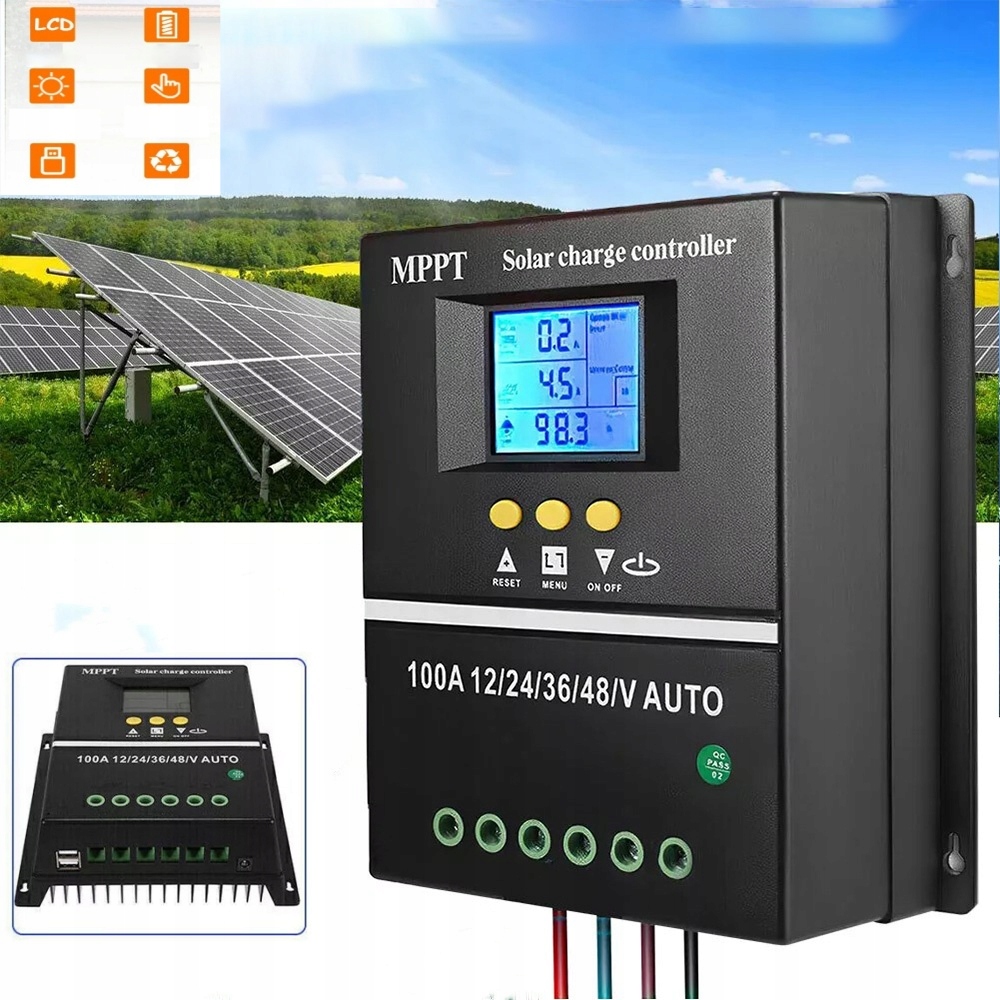Solární regulátor nabíjení Mppt&pwm kompatibilní Auto 100A Smart 4000W LCD