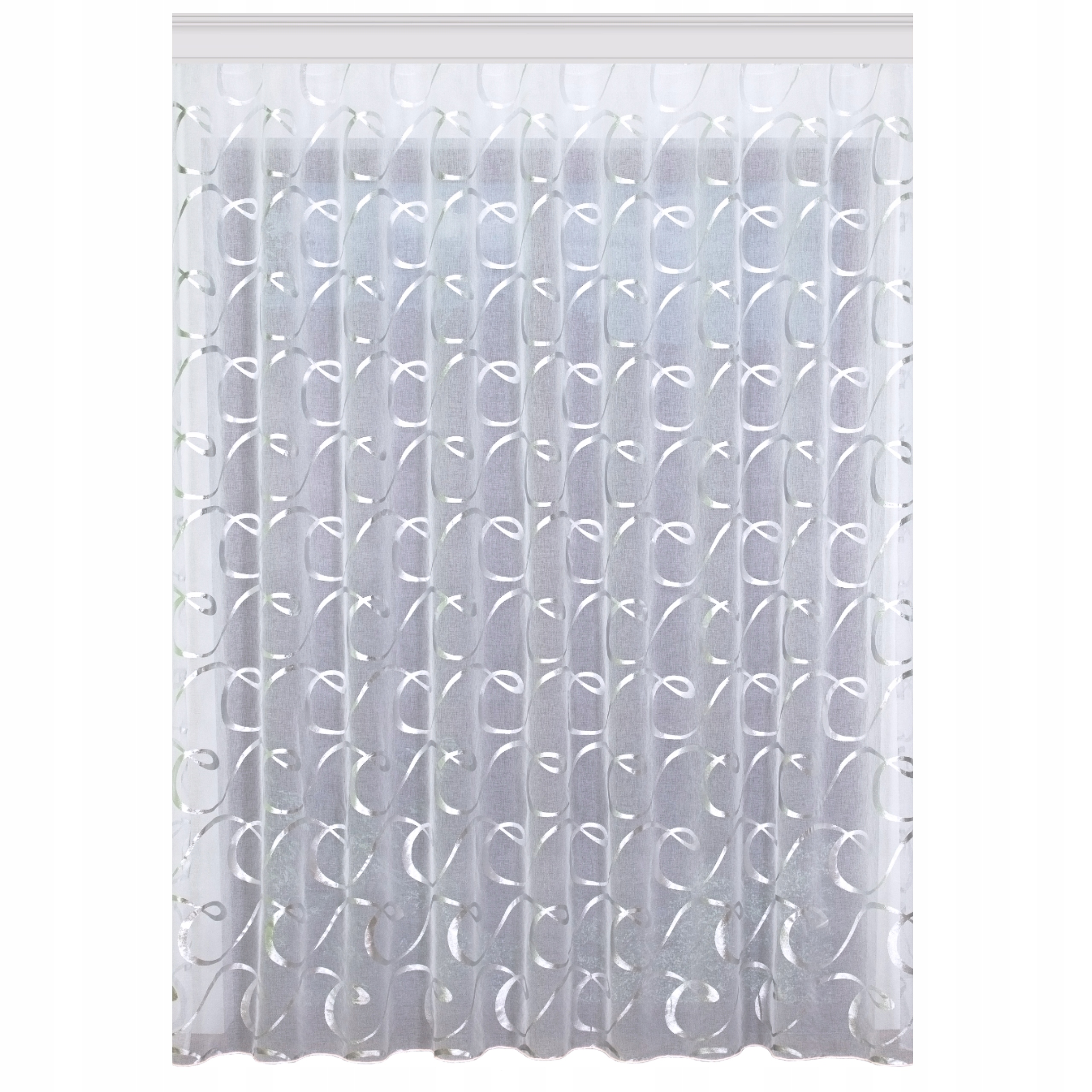 Záclona Rosalia Hotová etamin stříbrný akcent s olověnou páskou 500 x 180 cm