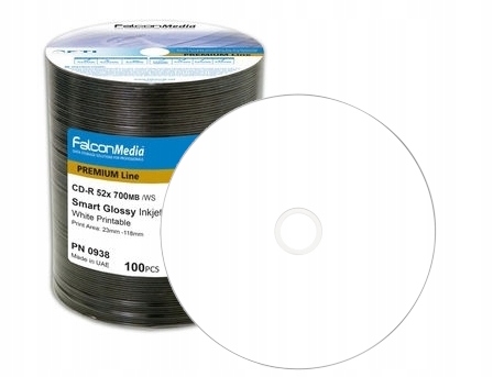 FalconMedia Premium Line Cd-r 700MB|80min 52x Tisknutelný lesklý Bos 100HP