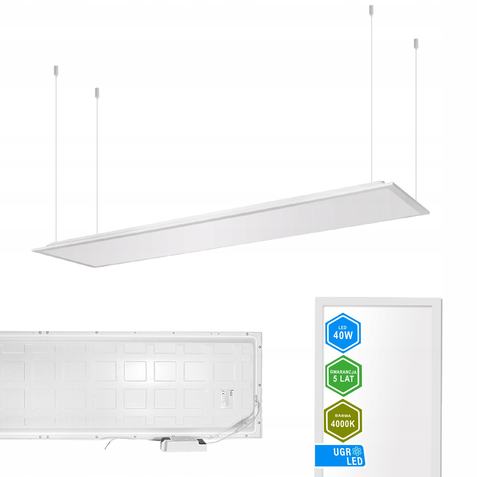Panel Led Oprawa Kaseton Plafon 119,5x29,5 100lm/W UGR19 5 Lat