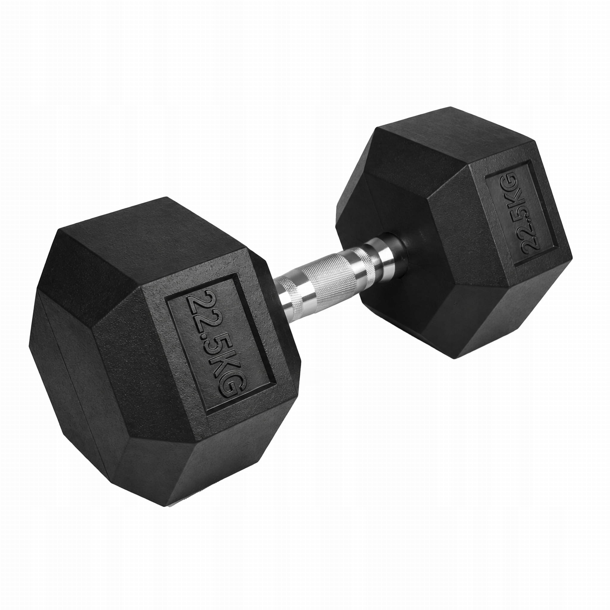 Hantel Hex gumowany 22,5 kg żeliwny hantle treningowe MocnoSilni