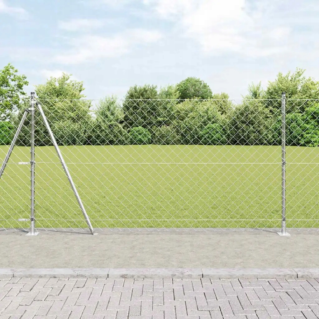 Řetězový plot se sloupy Stříbrná 1.2 x 10 m Ocel Stříbrná 3351294