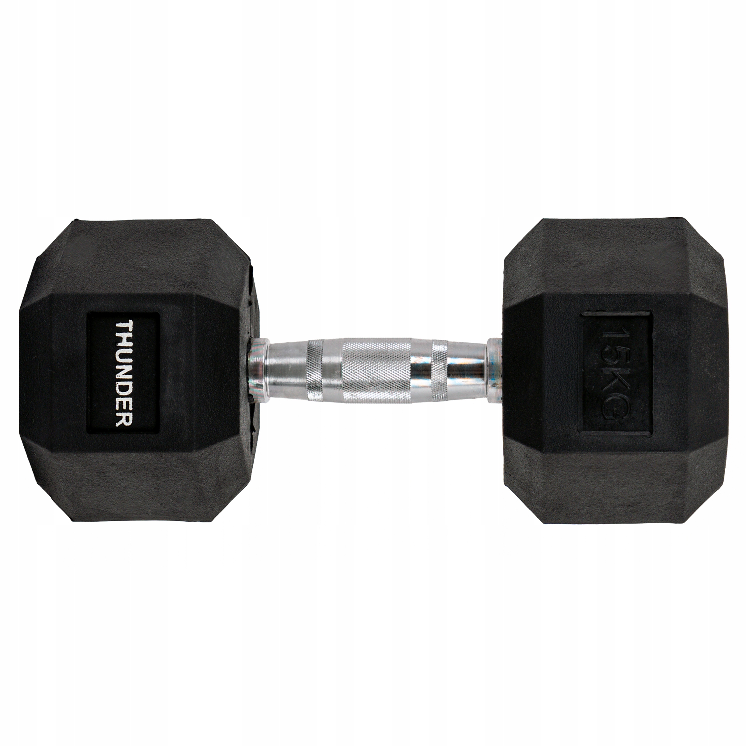 Hantel pogumovaný 15kg Ocelový Hex černý Pevný Pro Cvičení Hex Thunder pro