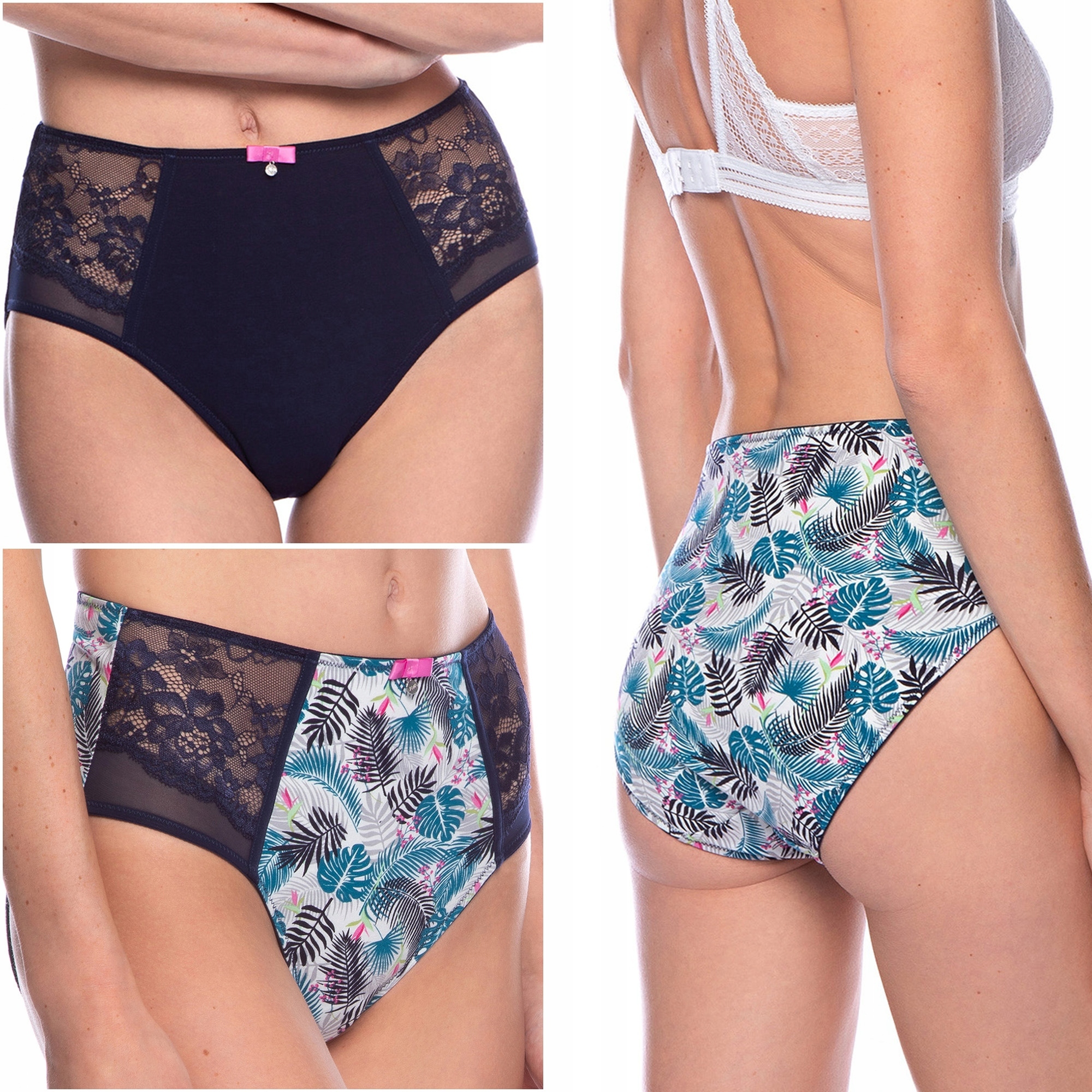 Lama 1554MD Dámské kalhotky kalhotky bavlněné MIDI vysoký pas 2-PAK S