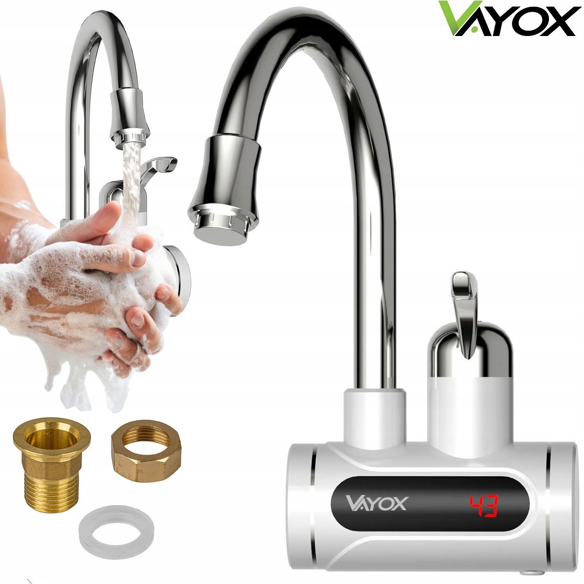 Elektrický Průtokový Ohřívač Vody, Nástěnný Kohoutek LCD 3000W Vayox