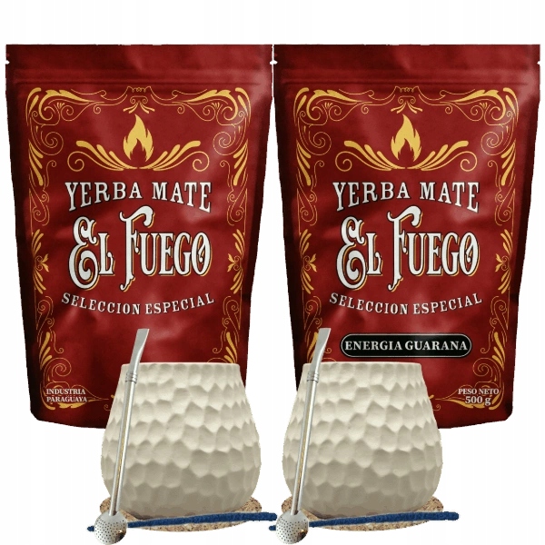 Zestaw Yerba Mate dla dwojga El Fuego 2x500g 2x tykwa i 2x bombilla