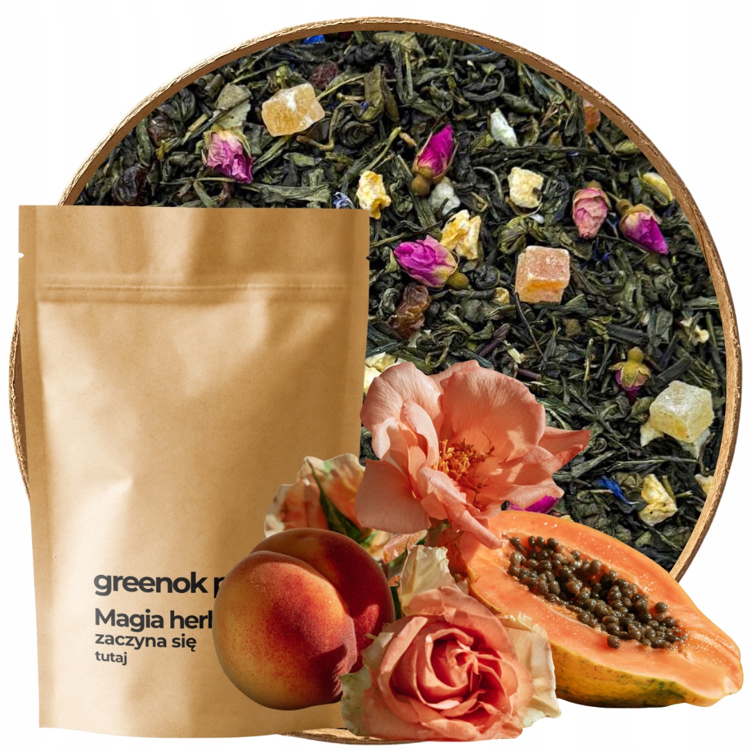 Čaj zelený Teplý Ráno 1000 g listová broskev papája růže 1 kg