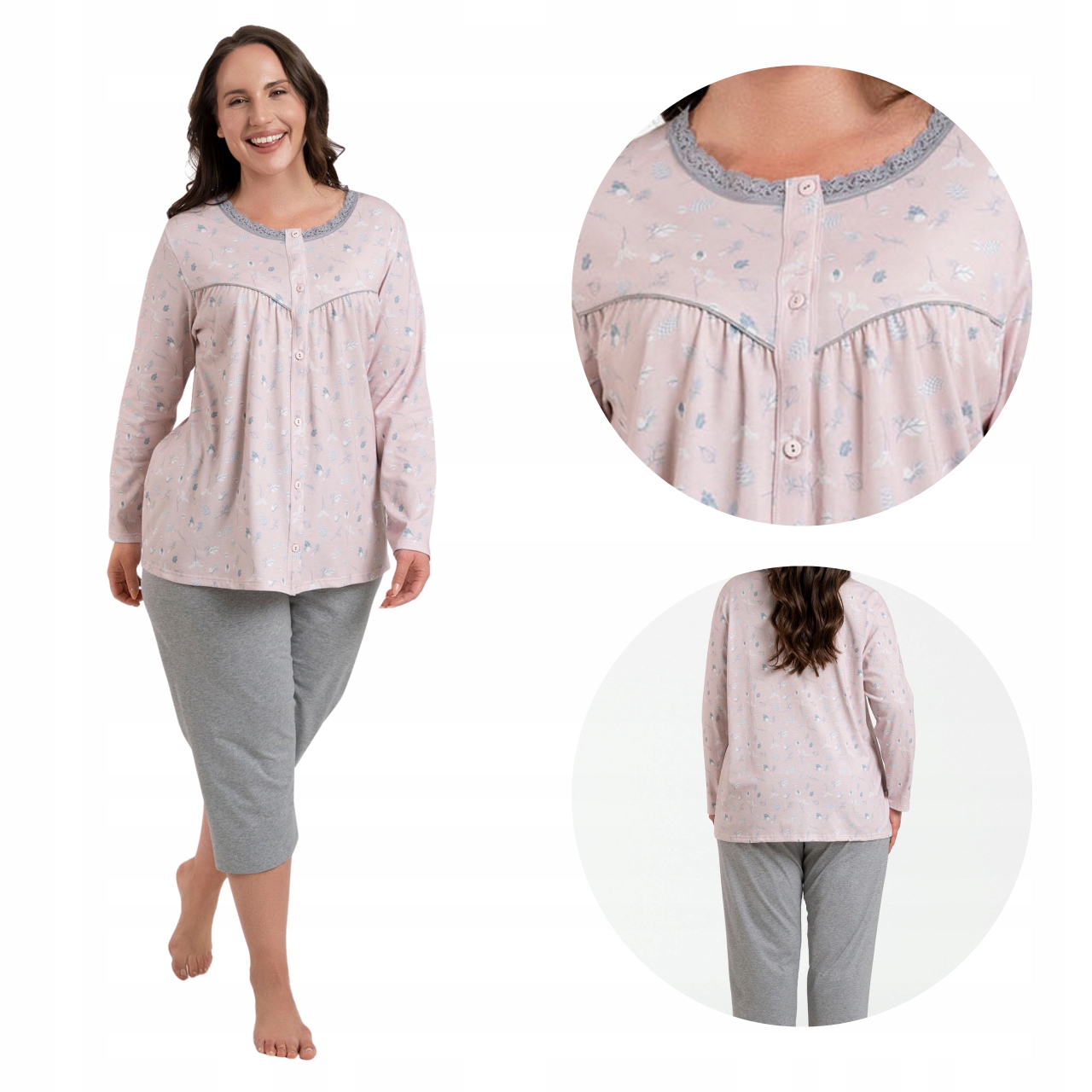 Dámské dvoudílné bavlněné pyžamo XXXL Daniela Italian Fashion