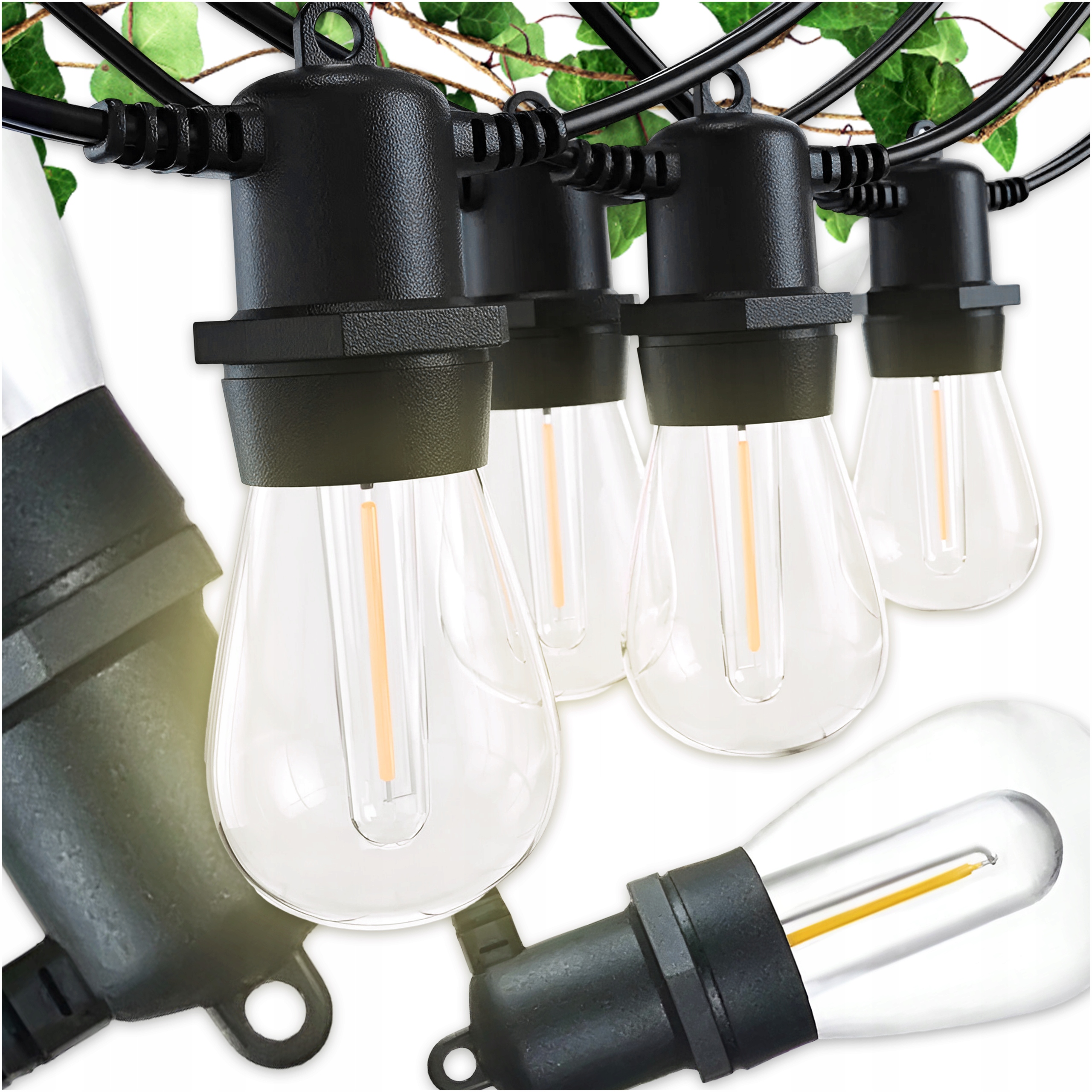 GIRLANDA ŚWIETLNA LED OGRODOWA BALKONOWA 15M TARASOWA 15x Żarówek 1W MOCNA