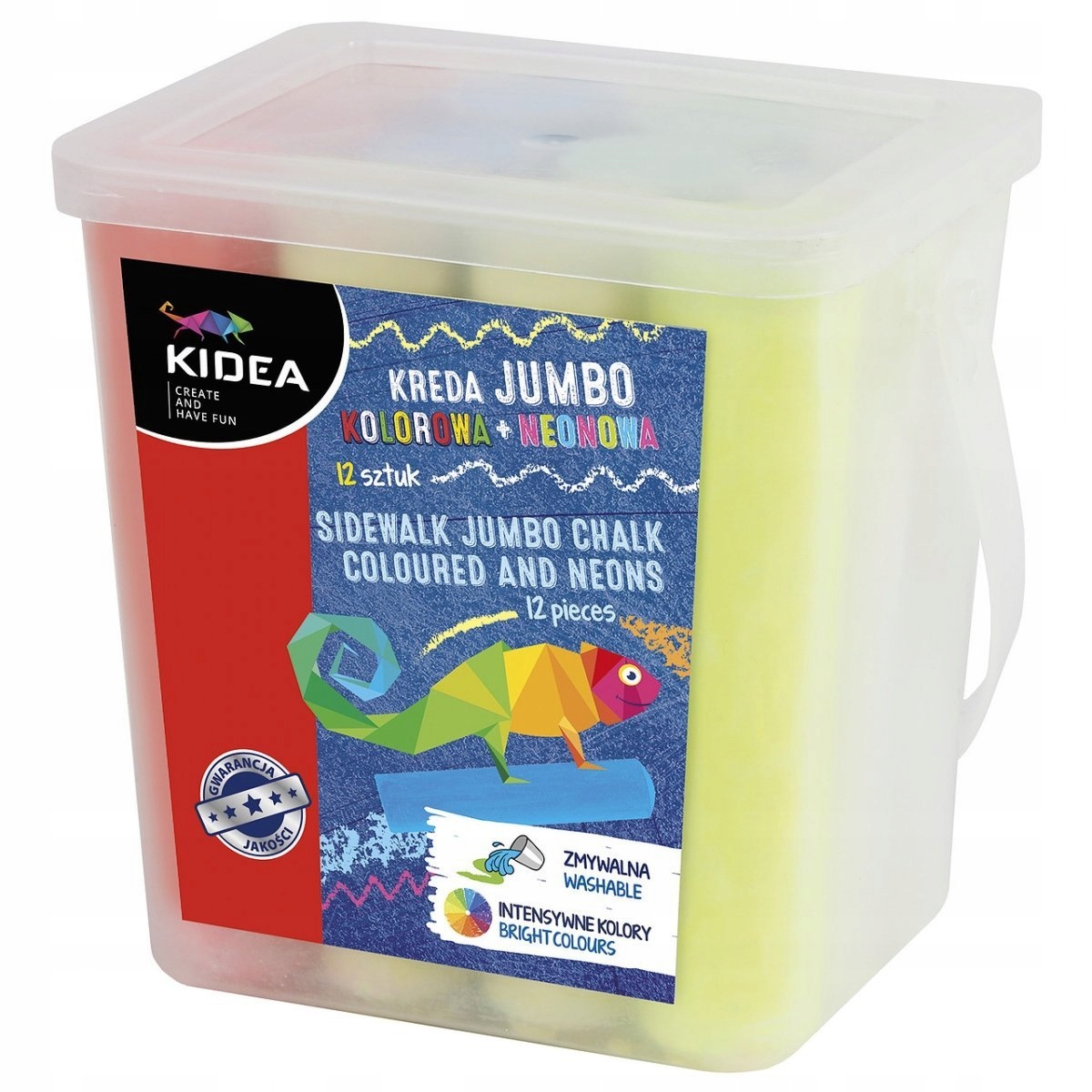 KREDA CHODNIKOWA KOLOROWA + NEON 12szt JUMBO KIDEA Marka Kidea