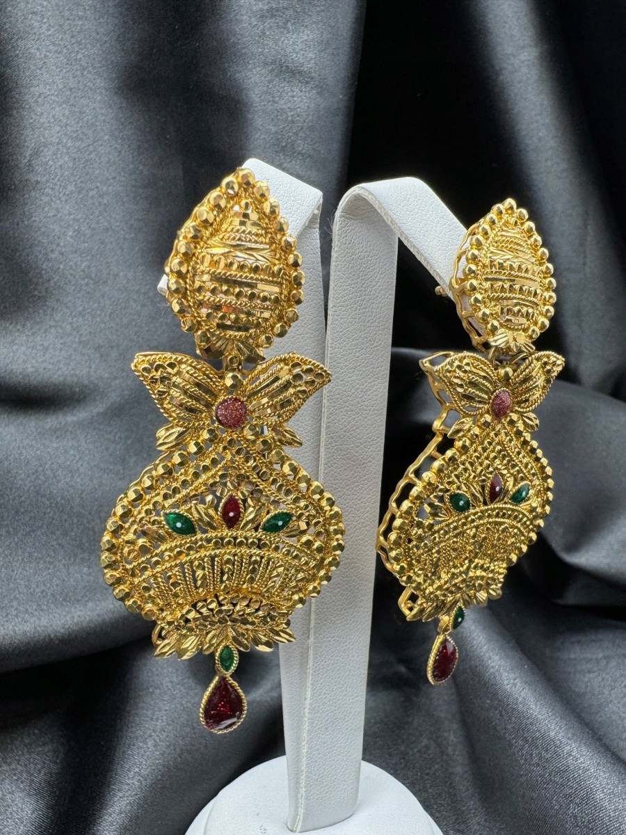 Unikatowe Wiszące Złote Kolczyki Rękodzieło 32,28G P750 7,5CM 18K Rodzaj zapięcia sztyft