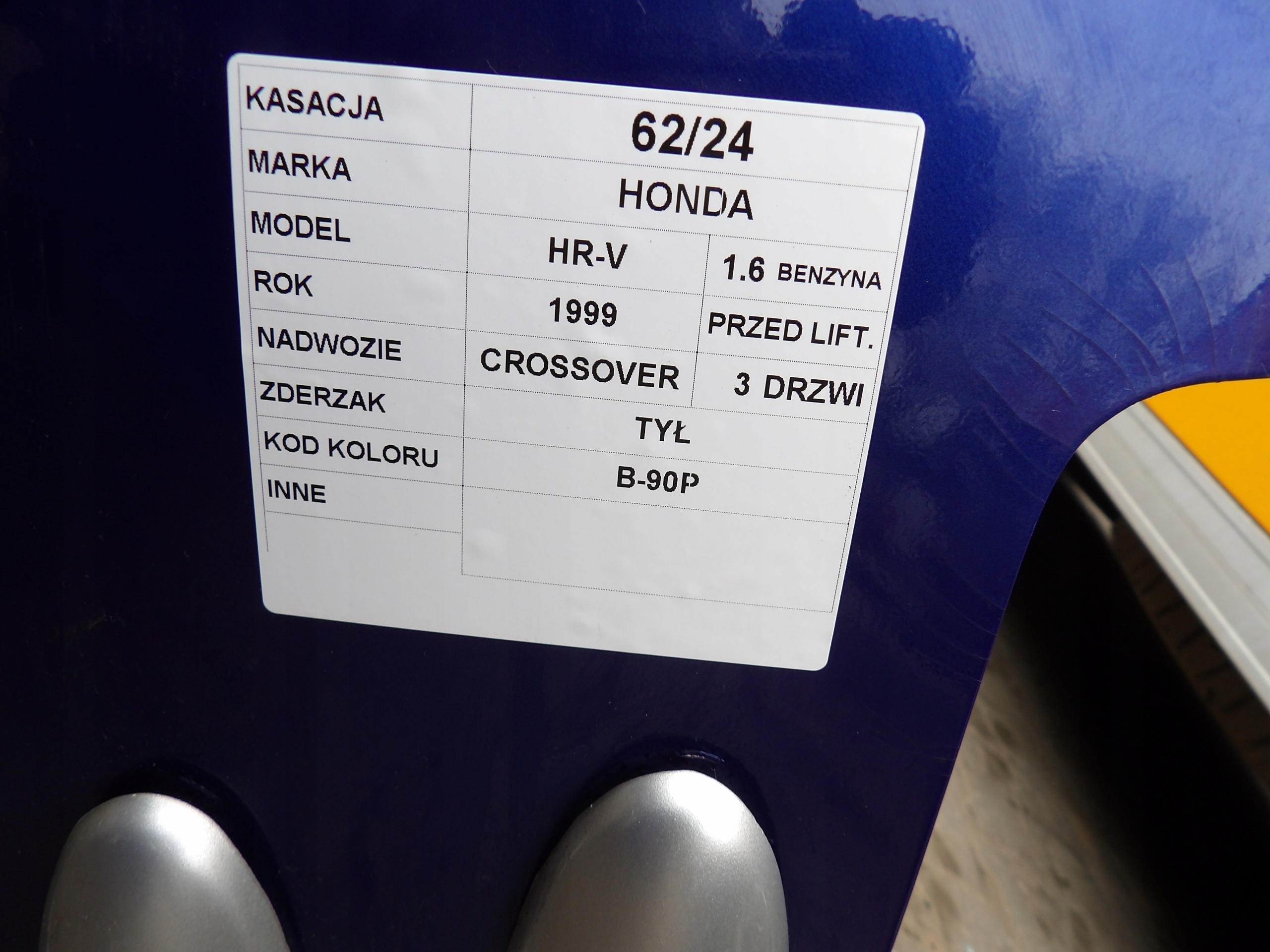Honda HR-V e Paraurti posteriore lak. B90P Crossover 3D
