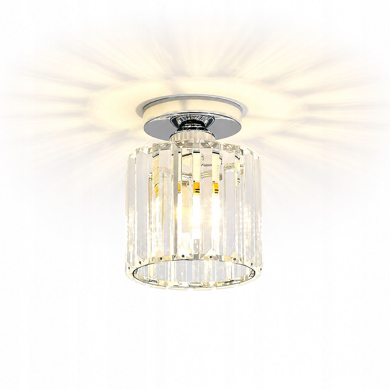 LAMPA SUFITOWA E27 PLAFON KRYSZTAŁOWY CHROM NOWOCZESNA LOFT DO SALONU