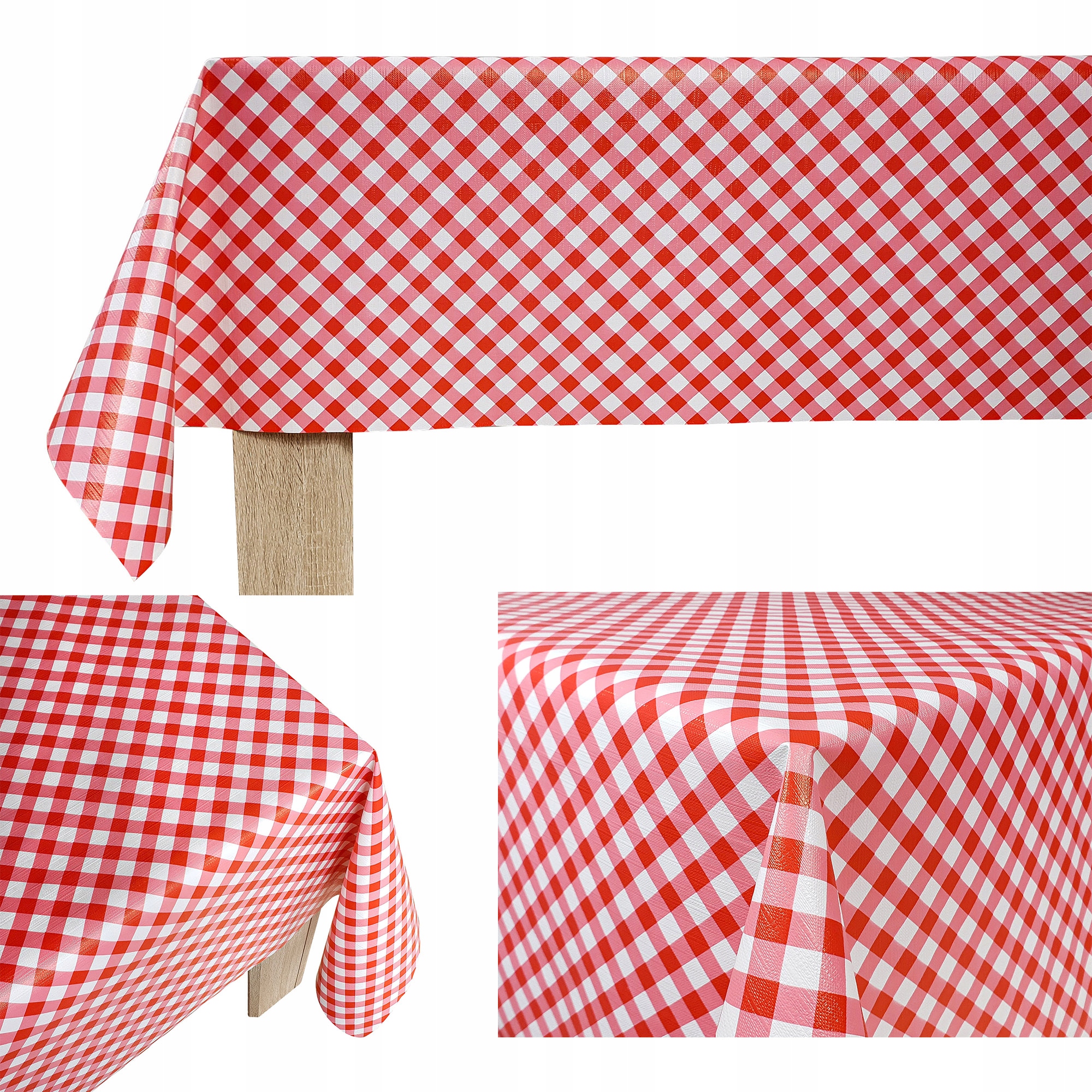 Ubrus Červená Mřížka Cerata Dekorace Stůl pro dům a restauraci 140 x 400 cm