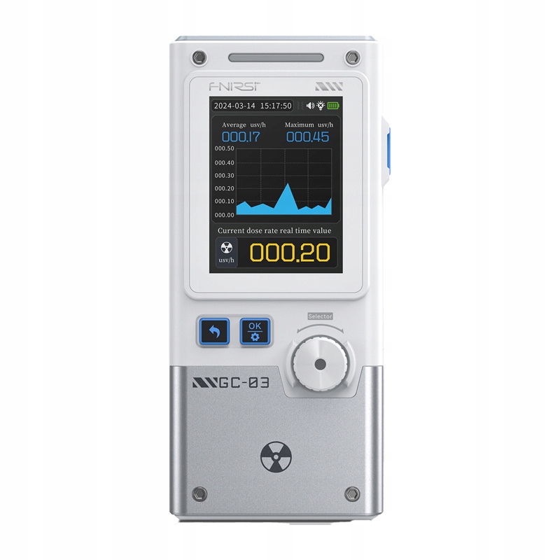 Fnirsi GC-03 Wt Detektor záření Geiger Emf LCD Usb-c Alarm Led
