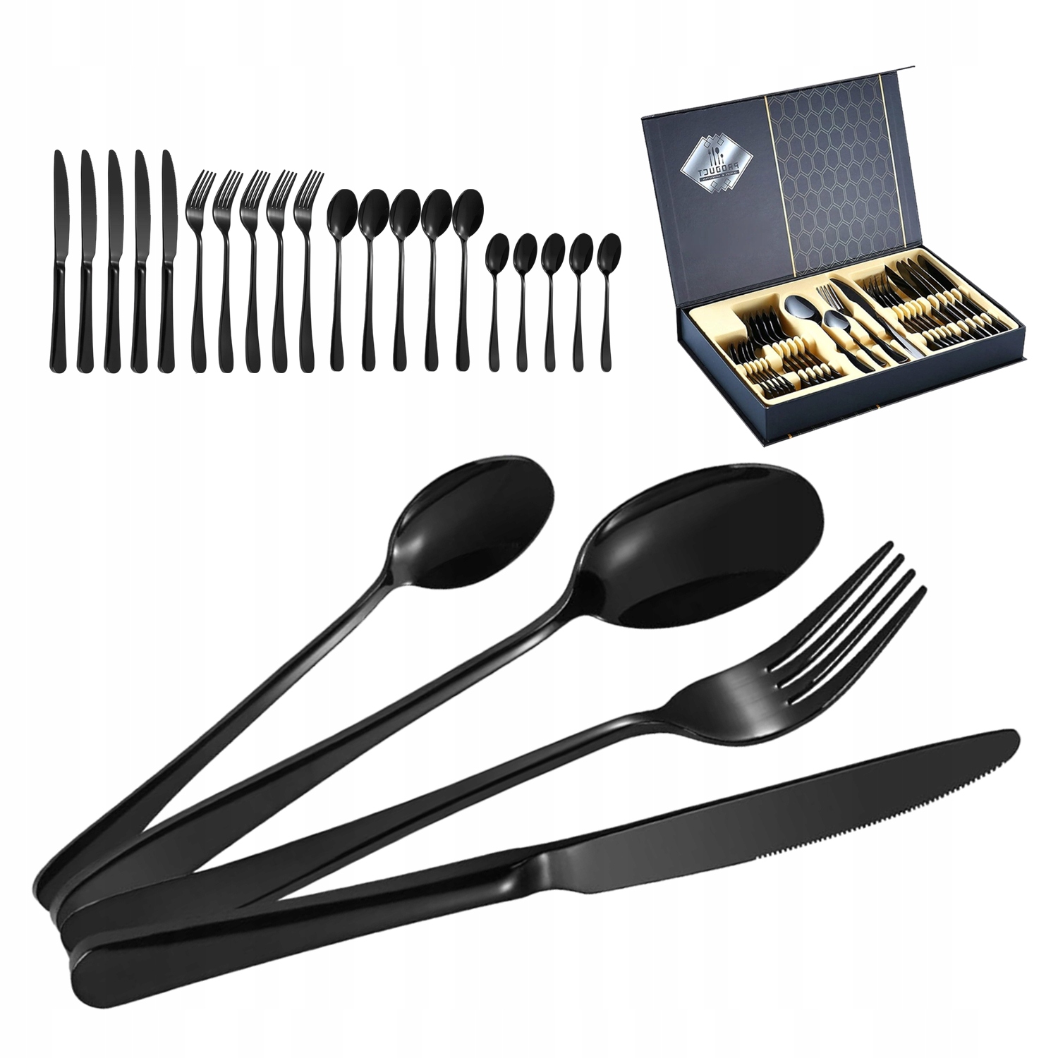 Příbory Z Nerezové Oceli 24 Kusů, Sada Pro 6 Osob, Vysoká Kvalita