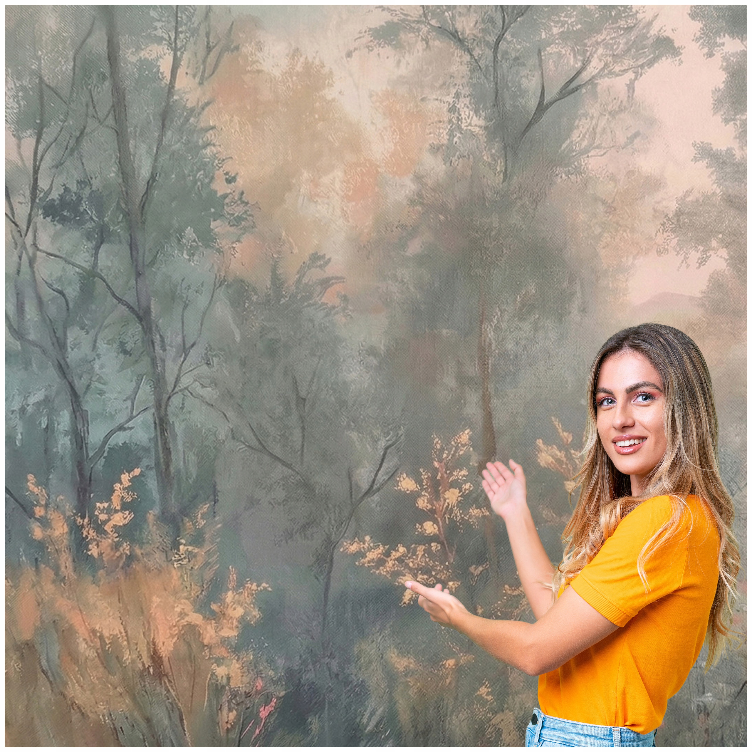 Fototapeta Les Stromy Listy Akvarel Príroda Vintage Boho 588x280 LDAV04F