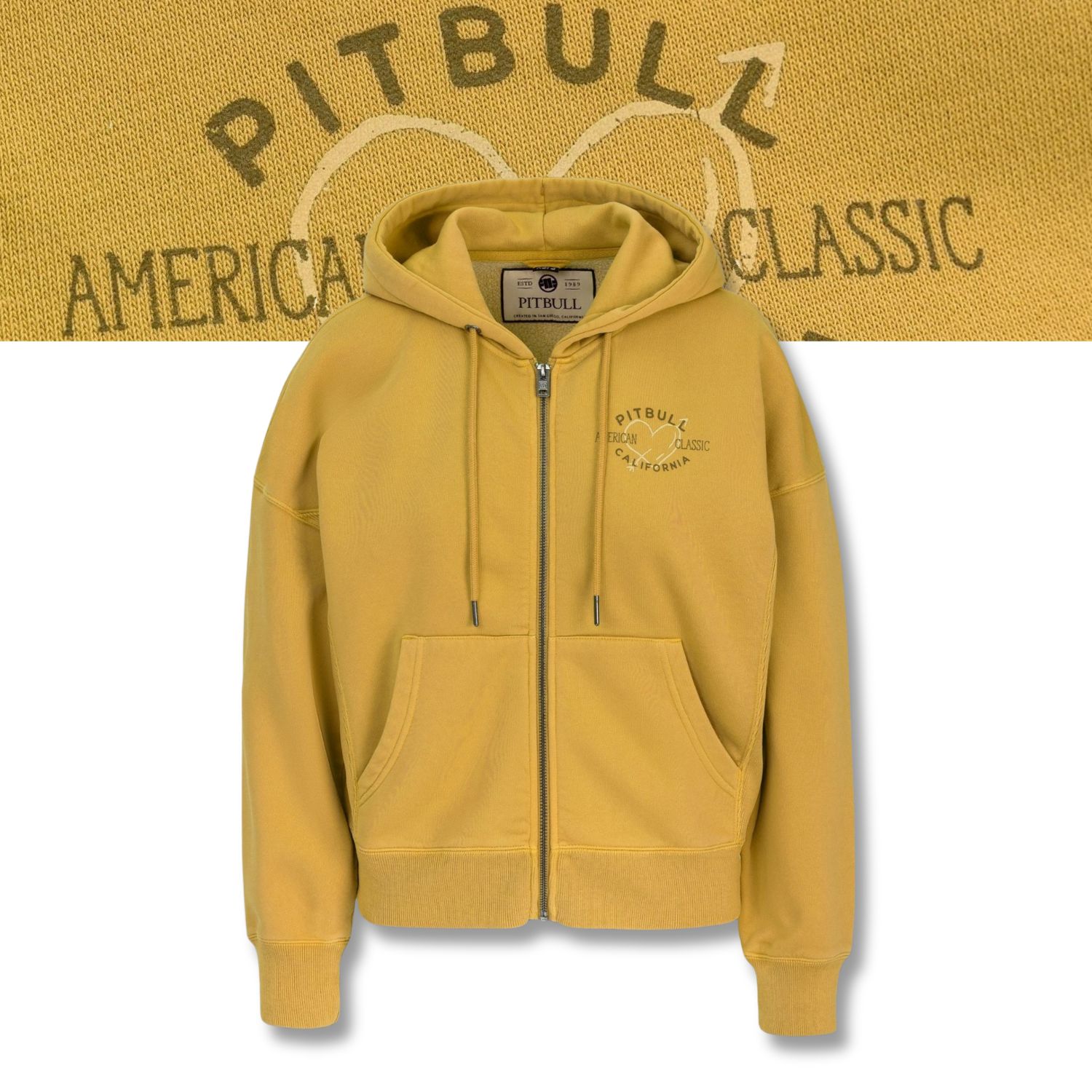 Dámská Rozepínací mikina s kapucí Pitbull Oversize Washed Manzanita Heart