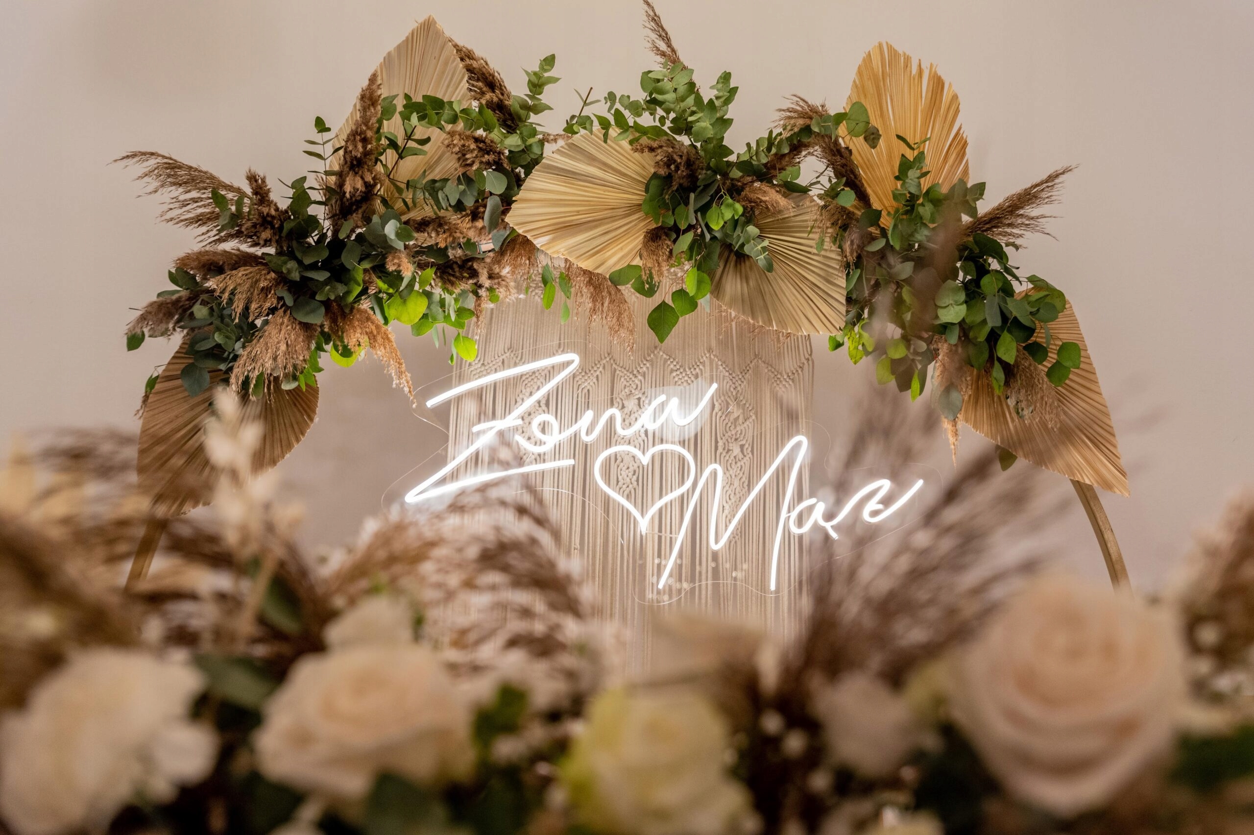 Żona mąż z sercem napis LEDOWY LED Neon LEDON Szerokość produktu 100 cm