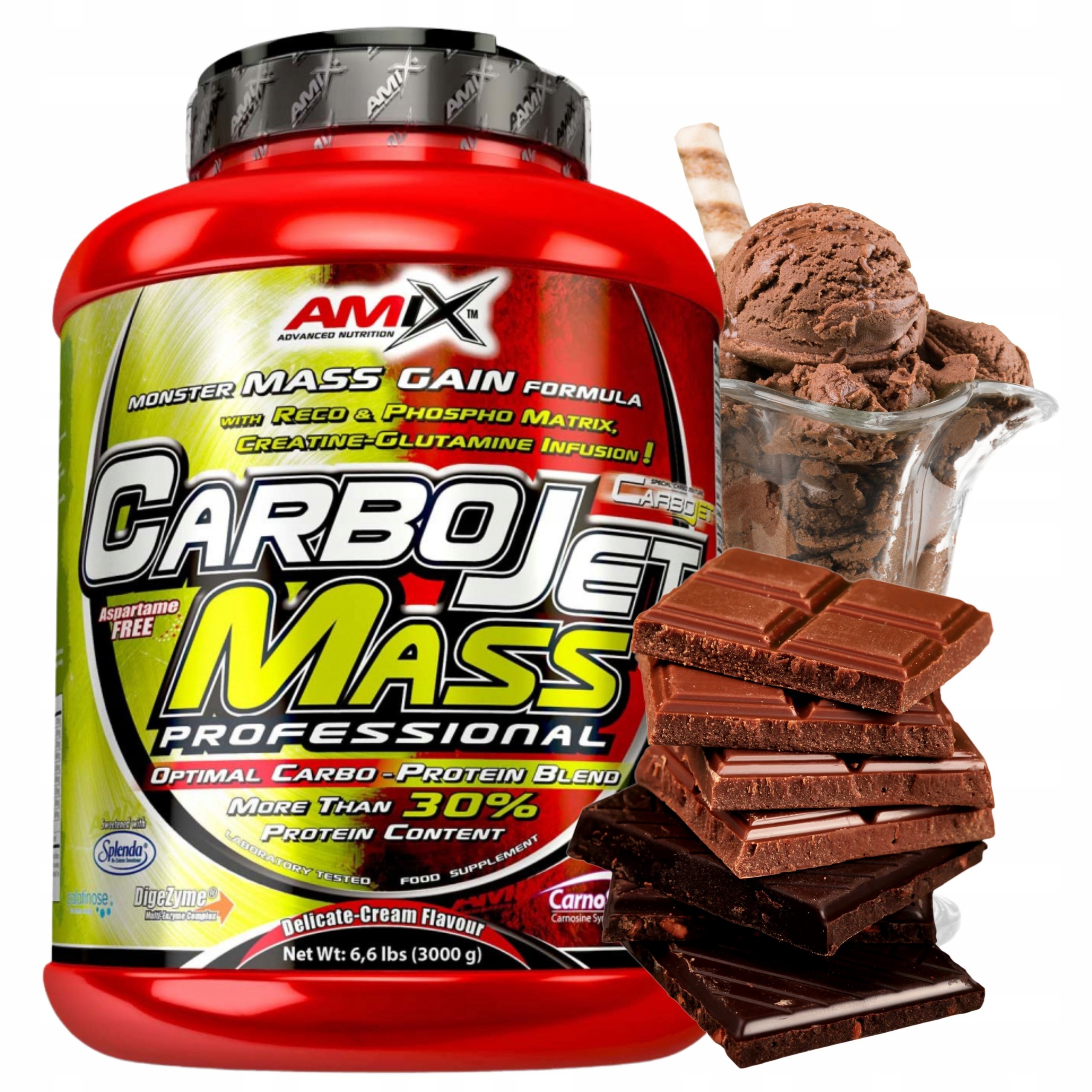 Carbojet Mass Gainer 3000g s kreatinem Protein Sacharidy Komplexní Vitargo