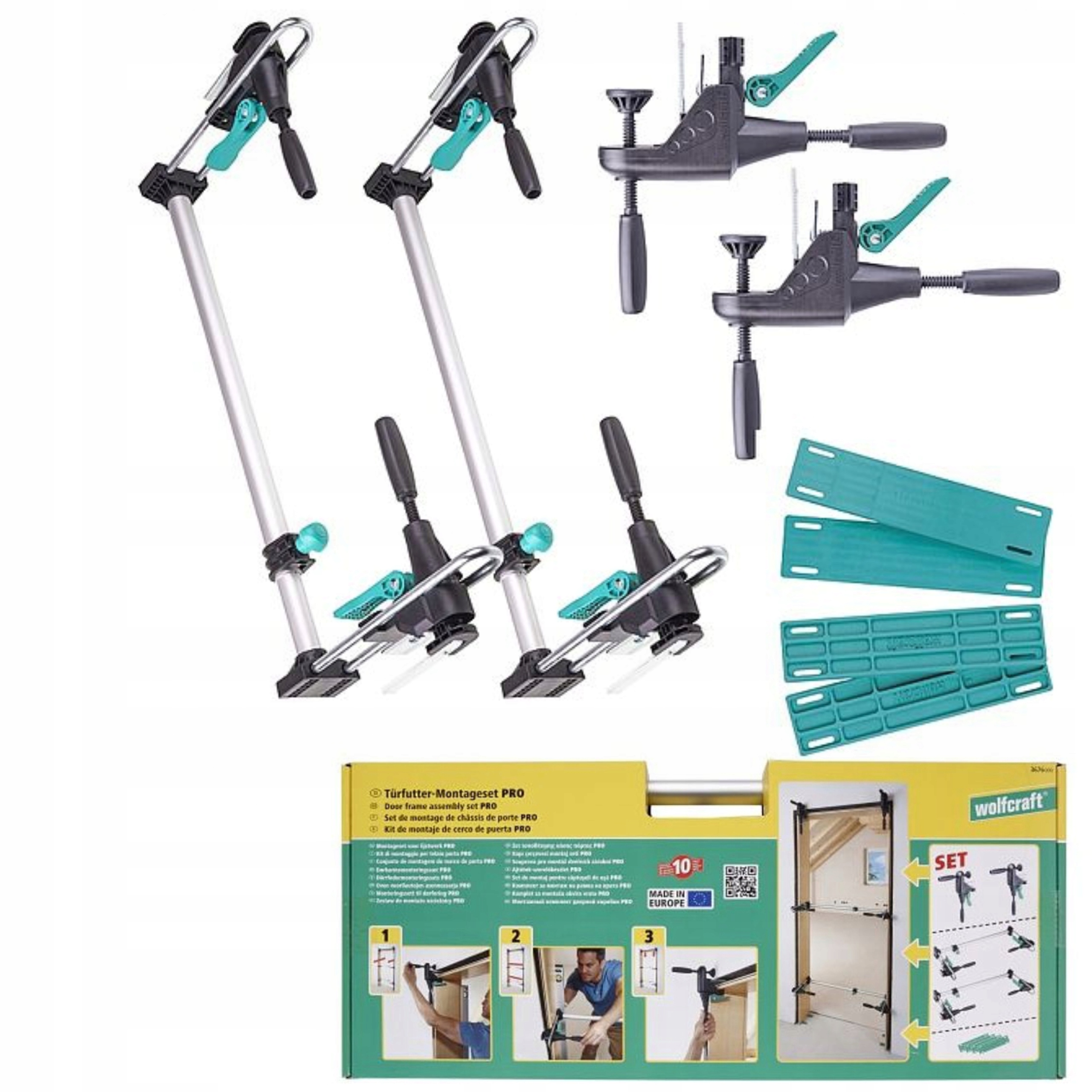 WOLFCRAFT ZESTAW DO MONTAŻU FUTRYN OŚCIEŻNIC DRZWI 600-1000 mm WF3676000