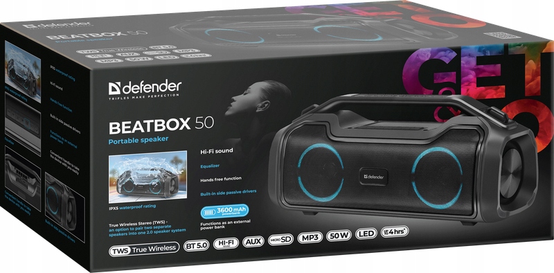 GŁOŚNIK DEFENDER BEATBOX 50 BLUETOOTH 50W — 19