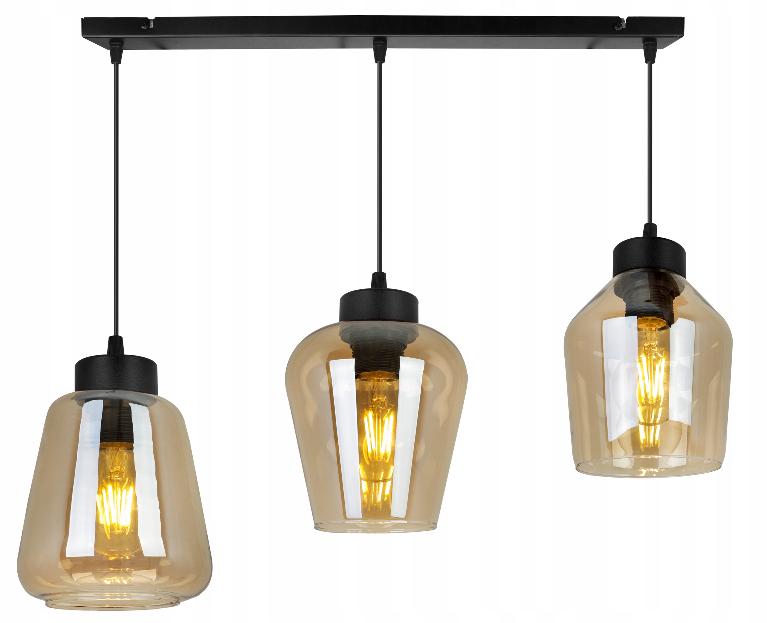 Krásna jantárová lampa s 3 tienidlami Rijeka, lišta nad stôl