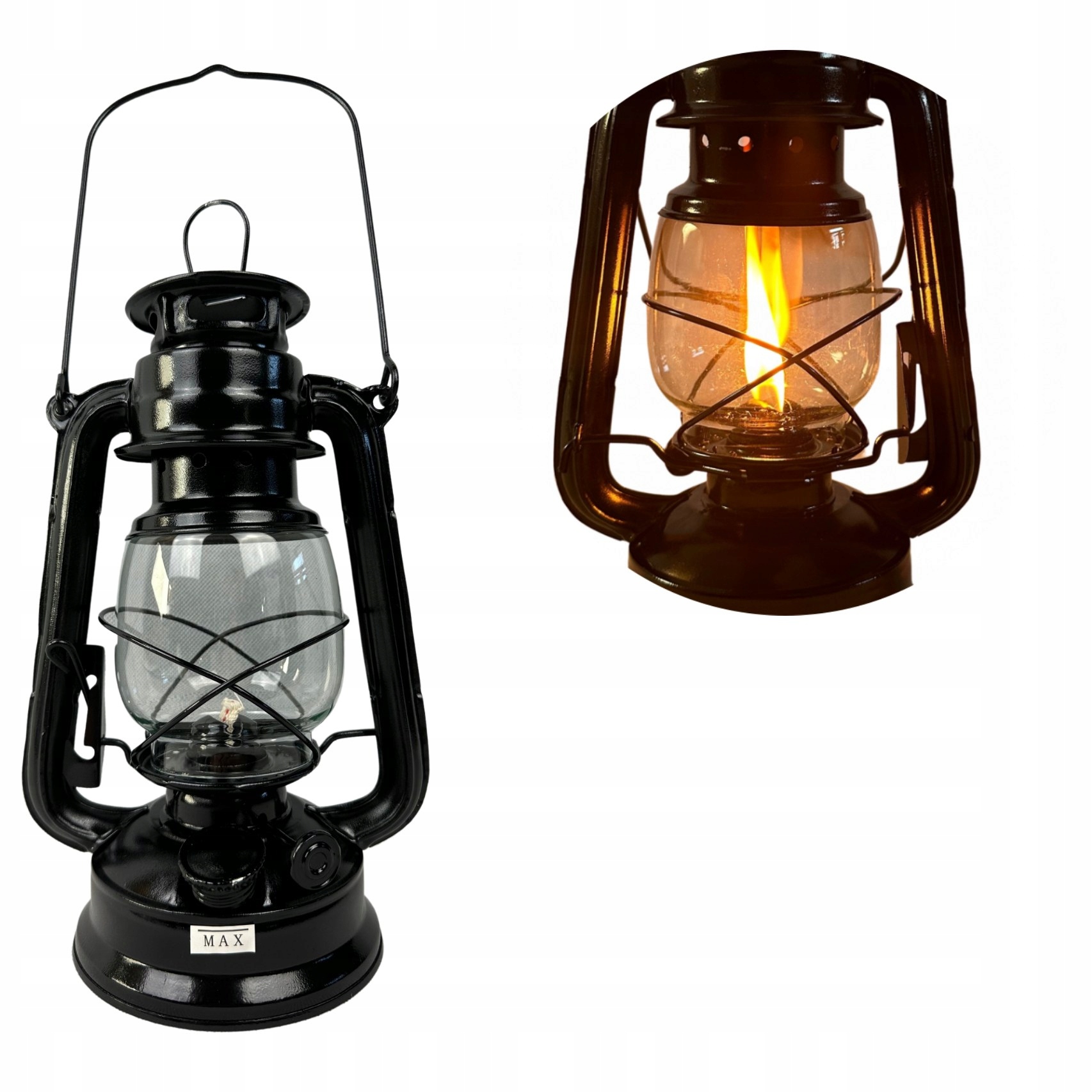 

Lampa Latarnia Naftowa 24 cm Czarna Wiatroodporna