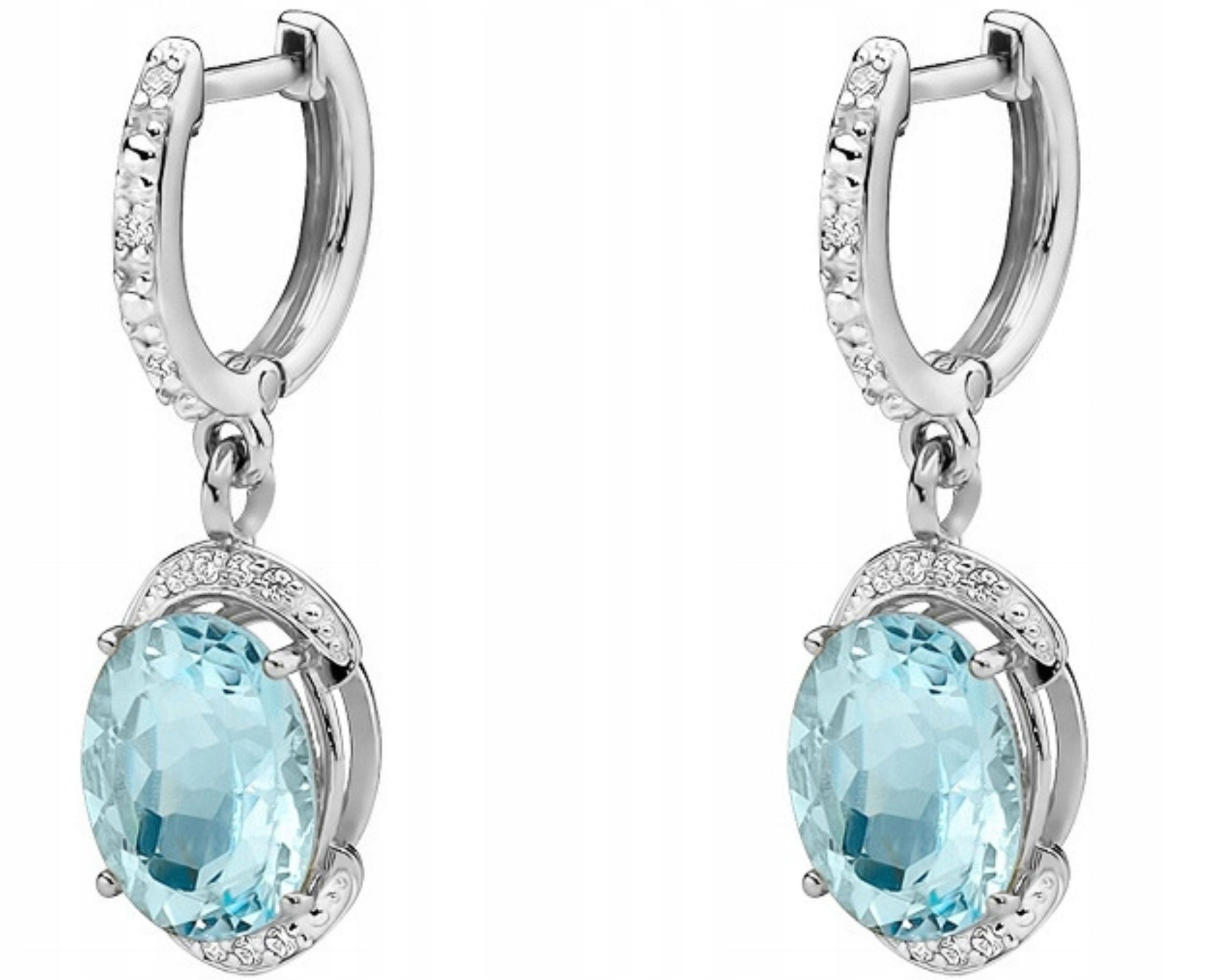 Bílé zlaté náušnice s topazem a brilianty 0.585