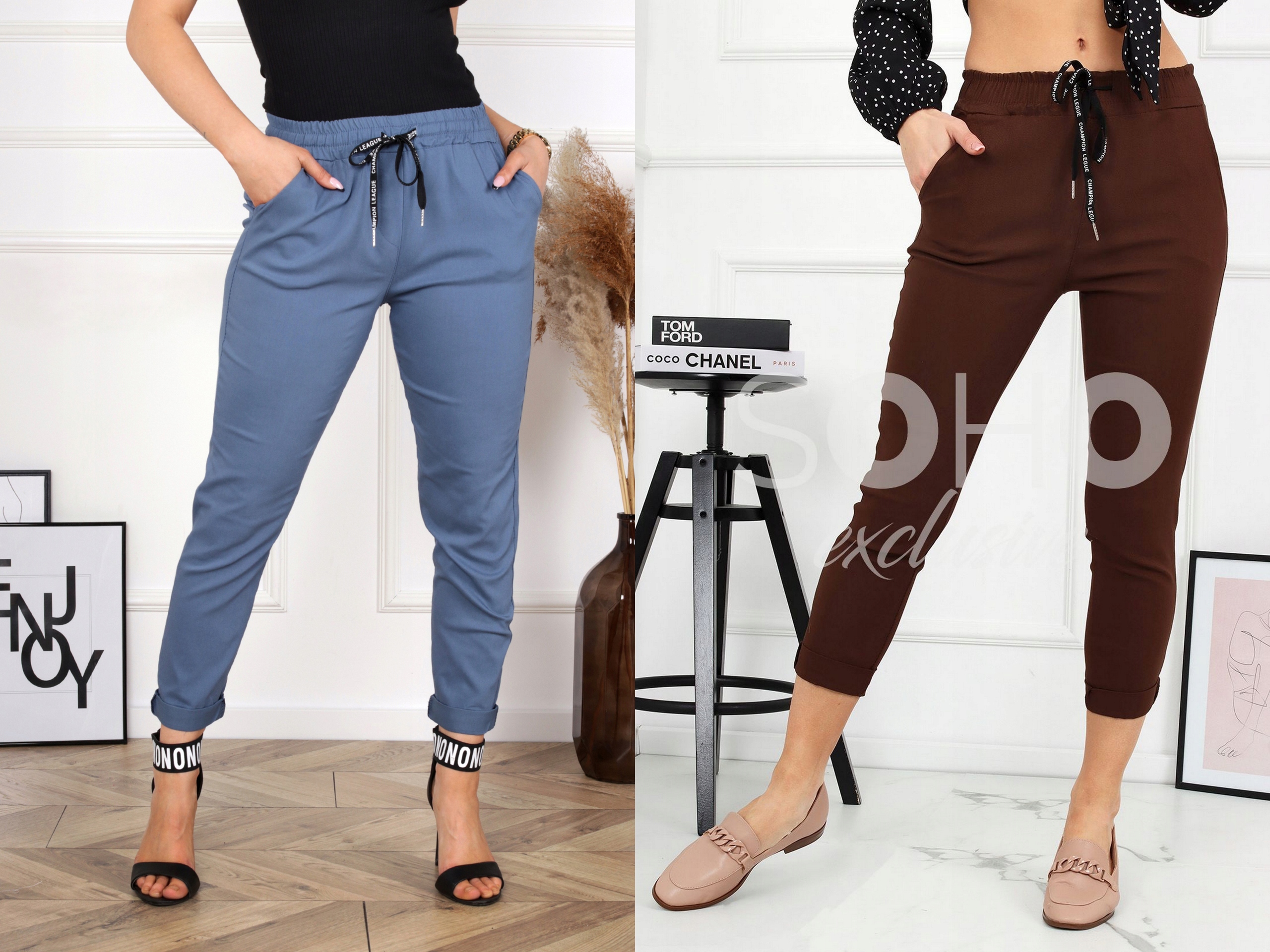 SPODNIE DAMSKIE RURKI CYGARETKI KLASYCZNE MODNE WYGODNE ELASTYCZNE 46 3XL Kolekcja Cały rok