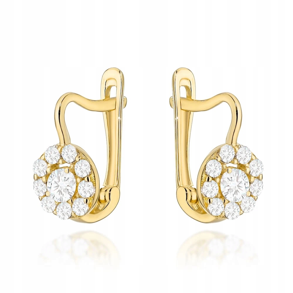 Zlaté náušnice s kamínky, anglické zapínání, pr.585