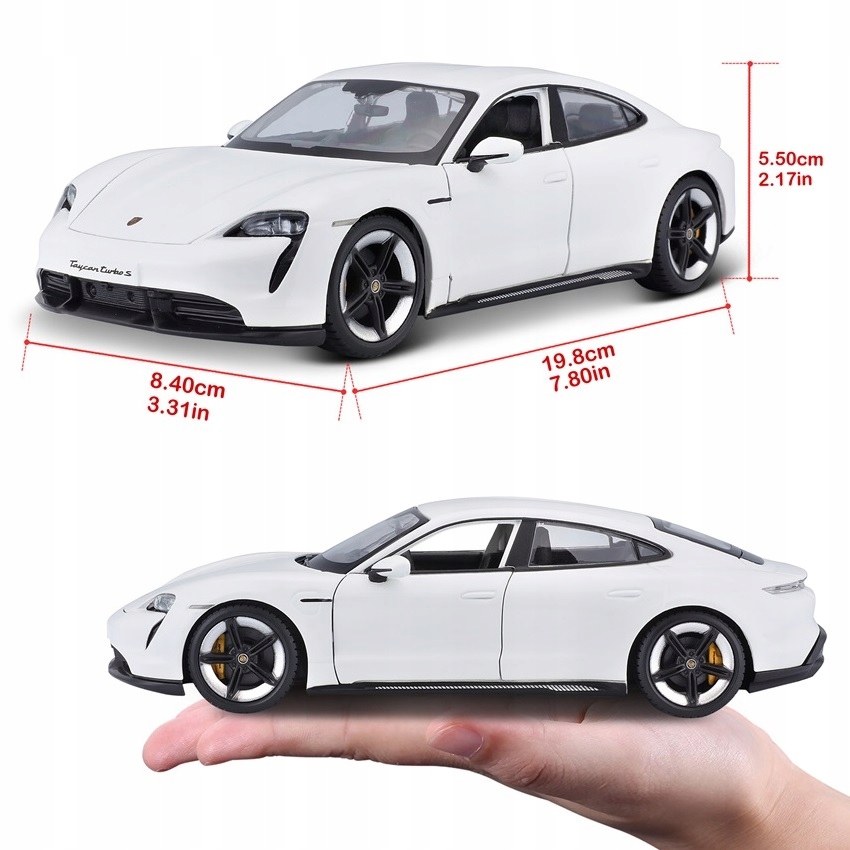 Porsche Taycan Turbo S biały 1:24 Bburago 18-21098 Płeć chłopcy dziewczynki