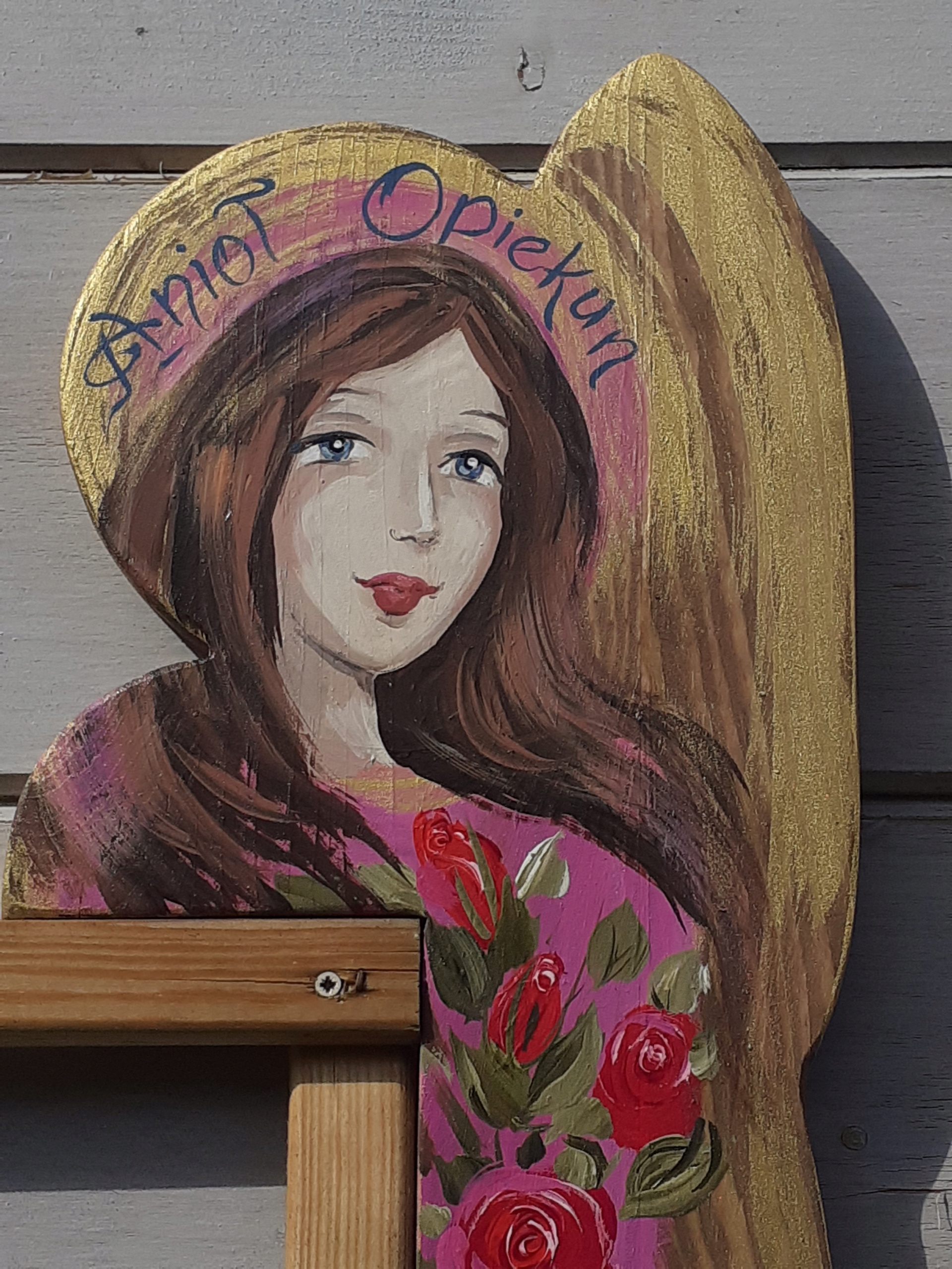 Obraz Dřevěný Velký Anděl Hand Made Malovaný