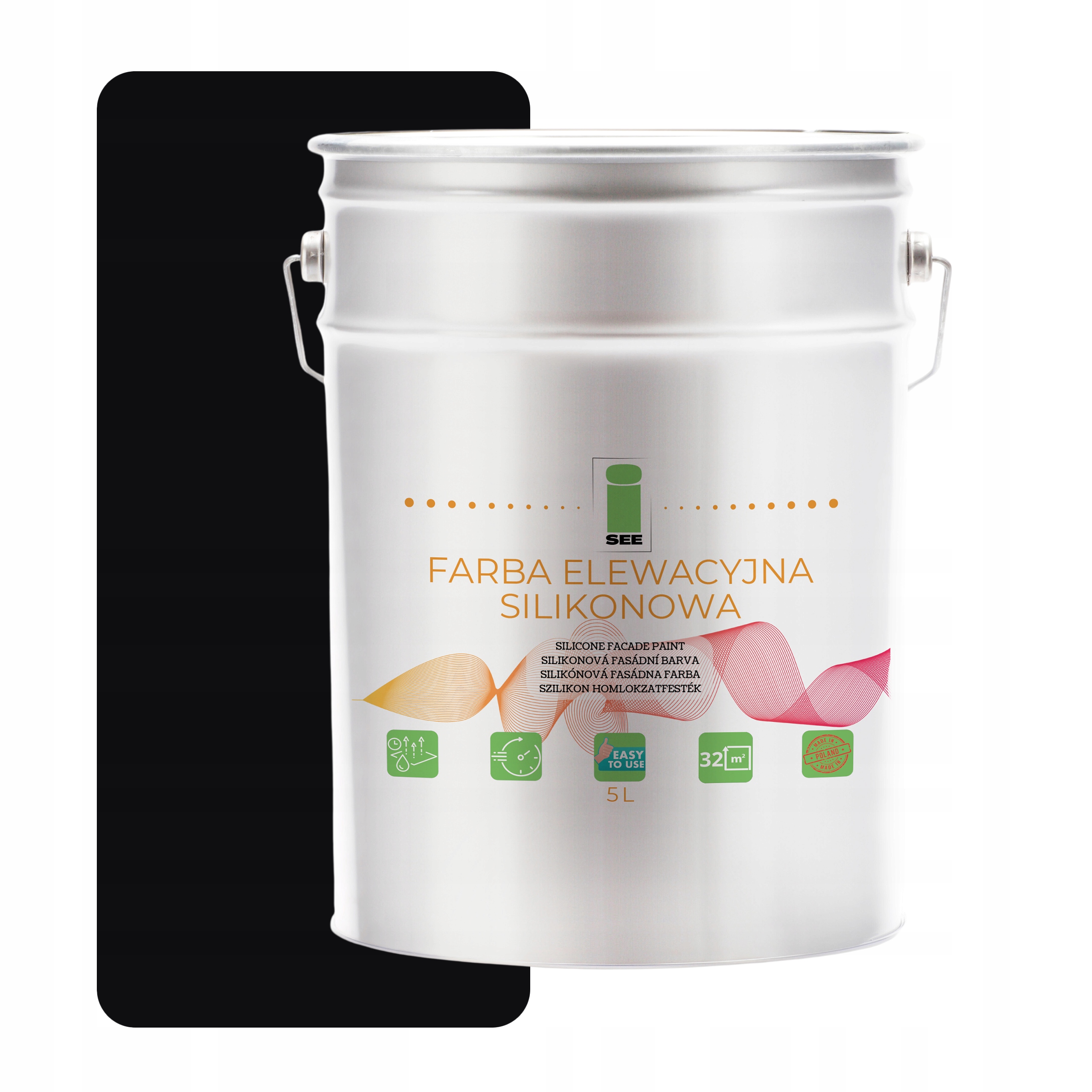 Fasádna Silikónová Fasádna Farba Čierna Ral 9005 5 L Paropriepustná