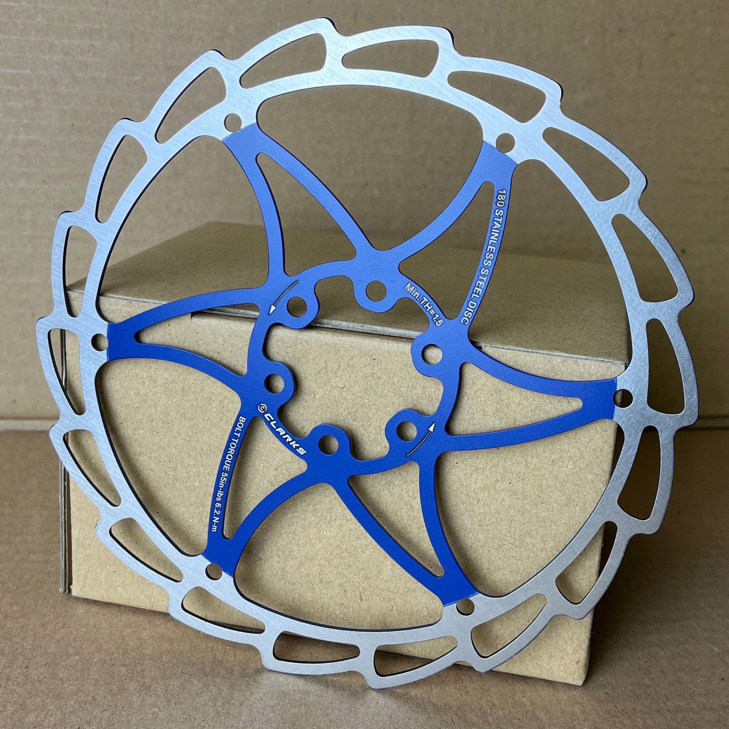 Rowerowa Tarcza Hamulcowa Niebieska 180mm CLARKS Śruby Niebieskie Kod producenta CD06-180-Blue