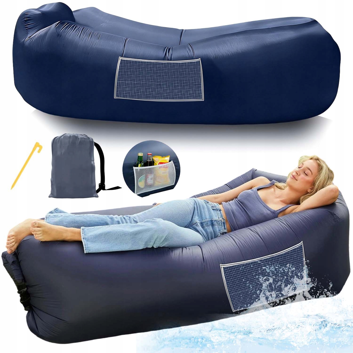 Lazy Bag Nafukovací Pohovka Nafukovací Lehátko Na Pláž Air Matrace S Kapsami