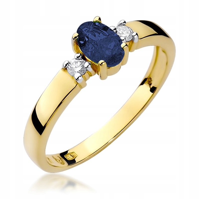 Zlatý Prstýnek pr. 585 14k se Safírem 0,70ct a Brilianty
