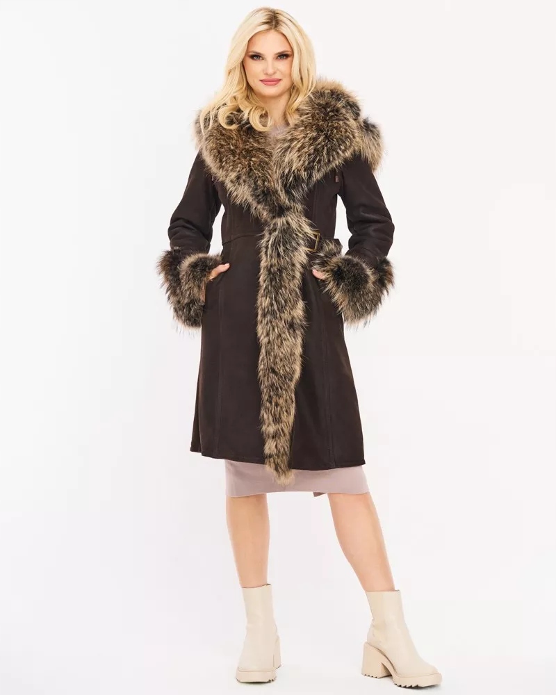 Karen damski kożuch naturalny płaszcz na zimę L Rozmiar L