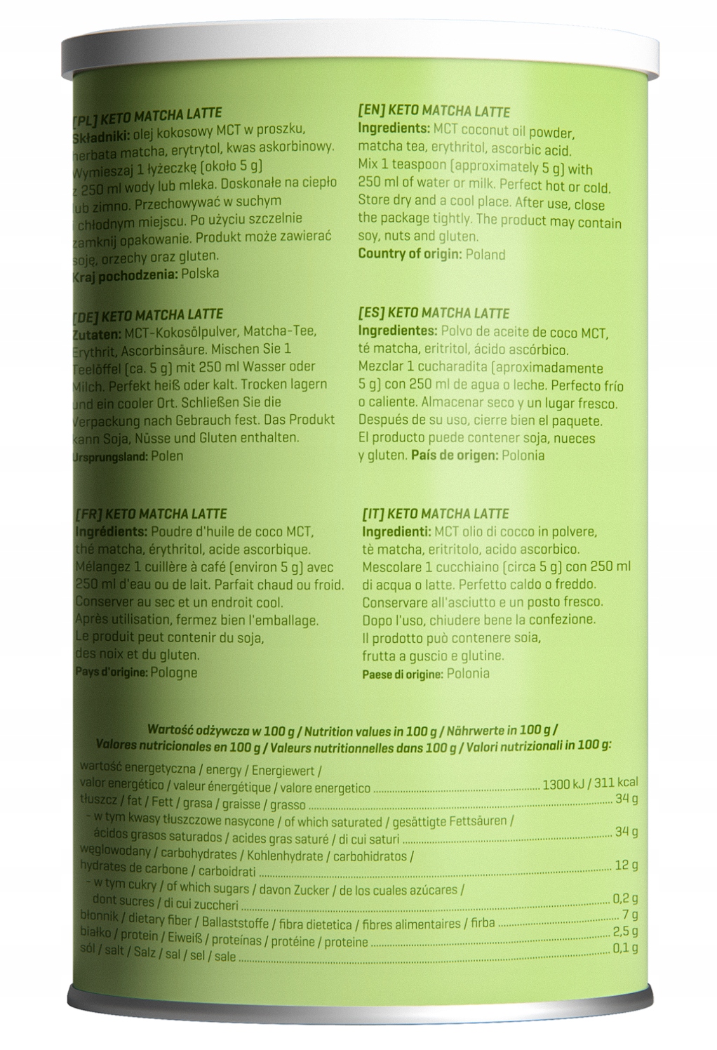 KETO MATCHA LATTE BEZ CUKRU 300g MCT JAPOŃSKA MATCHA ERYTRYTOL ENERGIA — 4