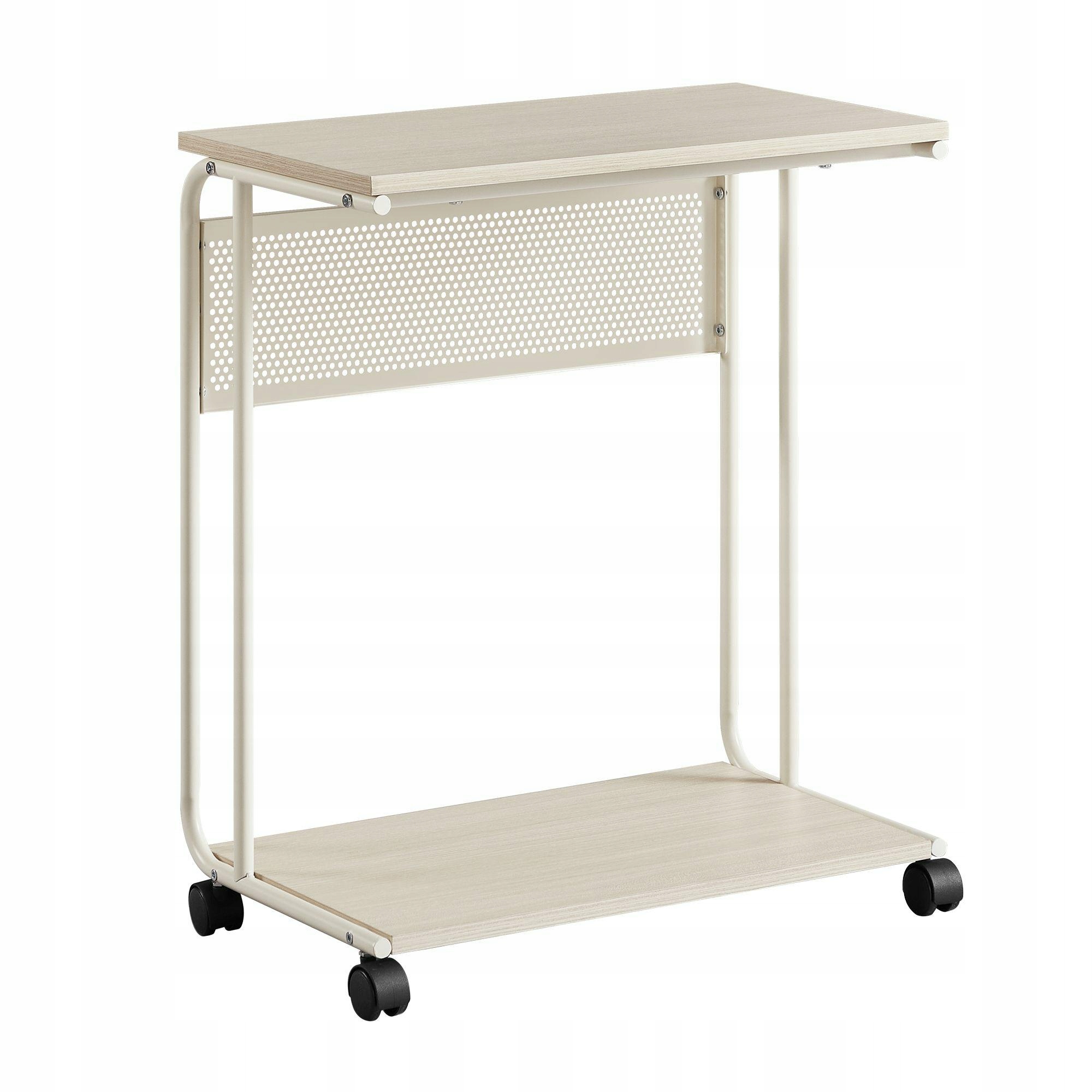 Krémový pomocný stolek mobilní boční stolek odnímatelná kolečka modern
